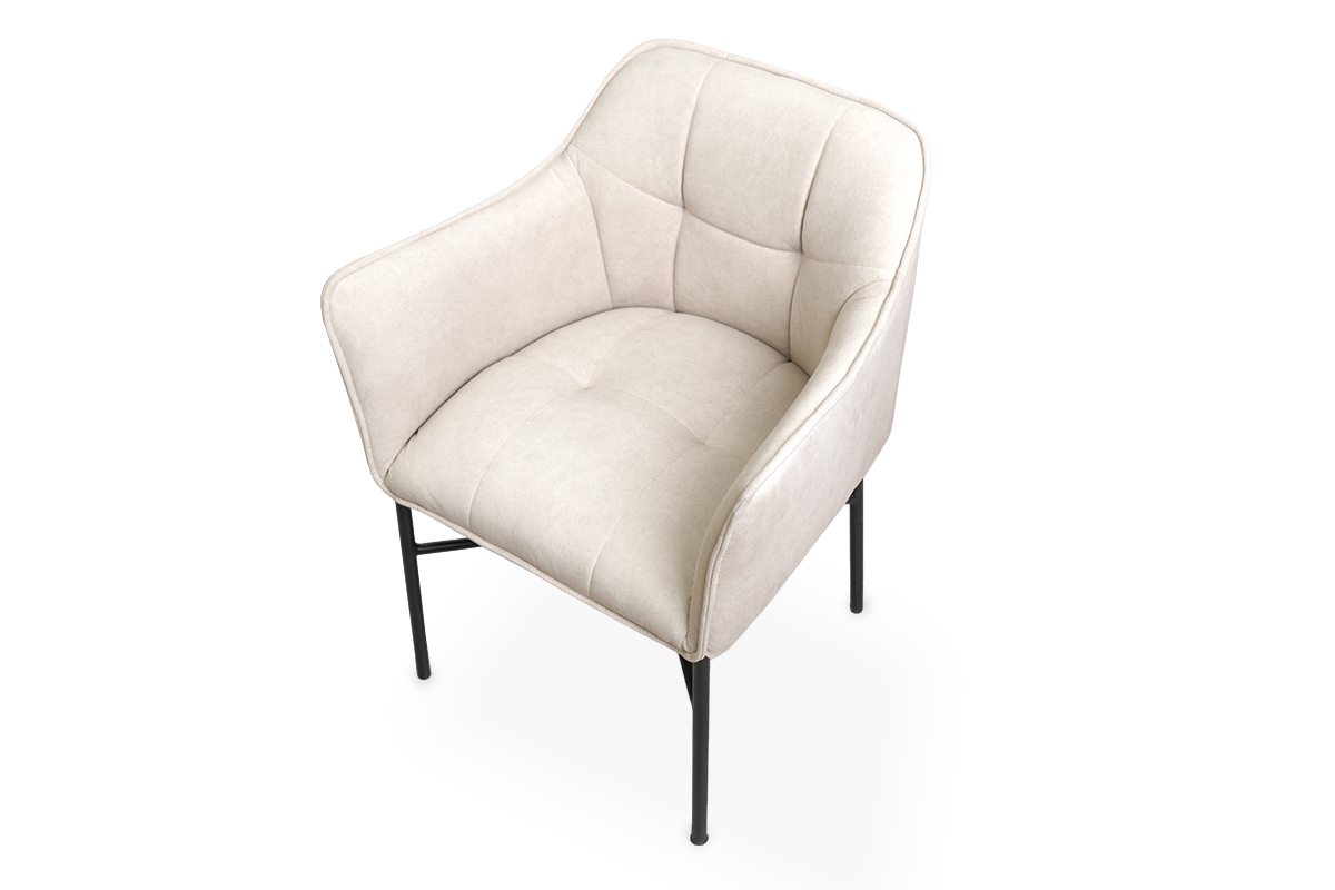 Stolička čalúnená z podlokietnikami Rozalio - béžový Cloud 03 / čierny nožičky - Koncovka Série Stolička na czarnych nogach