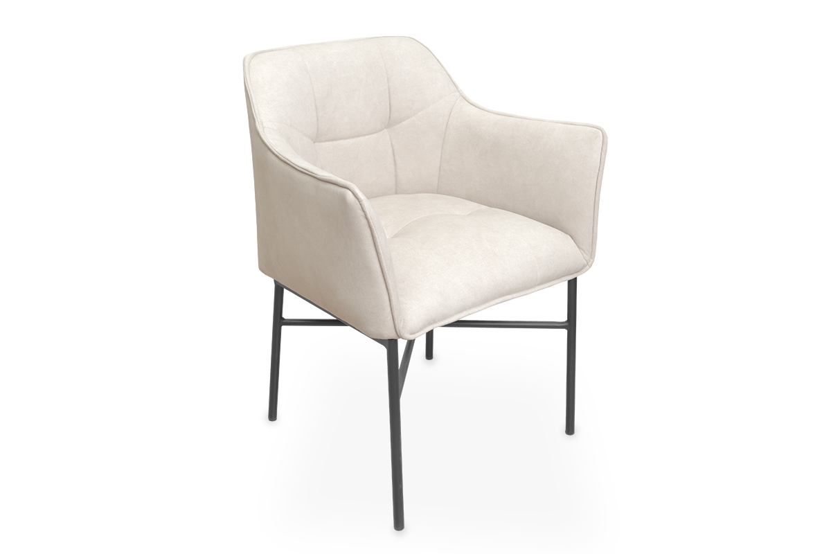 Stolička čalúnená z podlokietnikami Rozalio - béžový Cloud 03 / čierny nožičky - Koncovka Série bezowe Stolička