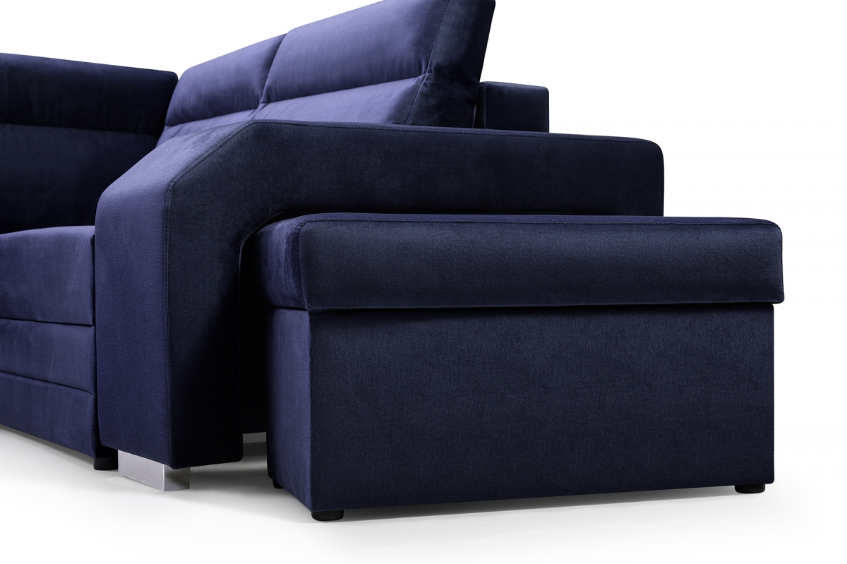 Rohová sedací souprava Umil levá s barem a taburetem - tmavě modrá samet Monolith 77 Rohová sedací souprava Umil