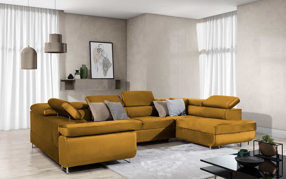 Moderná rohová sedacia súprava Annabelle U - chrómové nožičky Rohová sedacia súprava Annabelle U w nowoczesnym salonie 