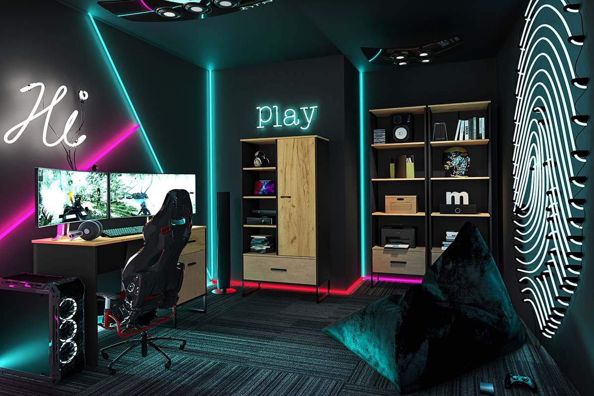 Psací stůl Kawana černá / dub craft / ocel premium psací stůl mlodziezowe Colt 07 - Černý / craft Podstavec / ocel premium  - pokoj nastolatka