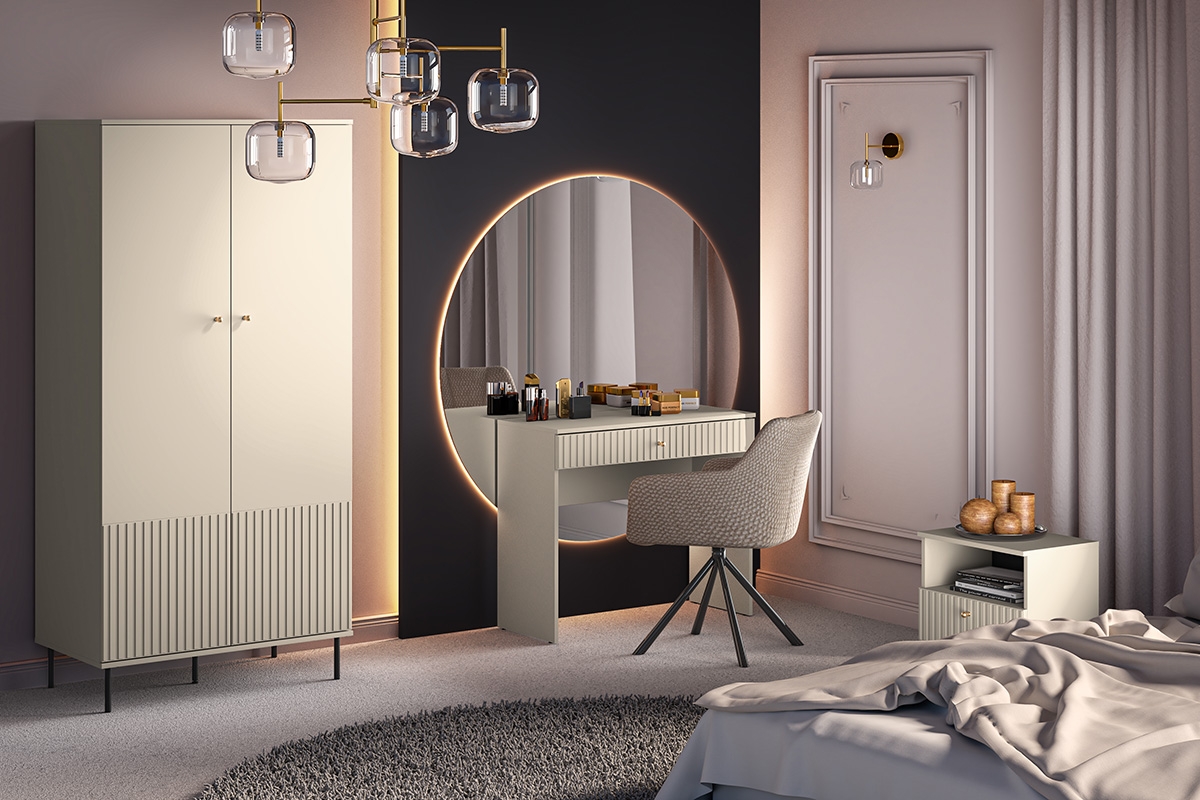 Skriňa dvojdverová Jamuzi 92 cm - kašmír / čierne nožičky bezowe Nábytok do spálne