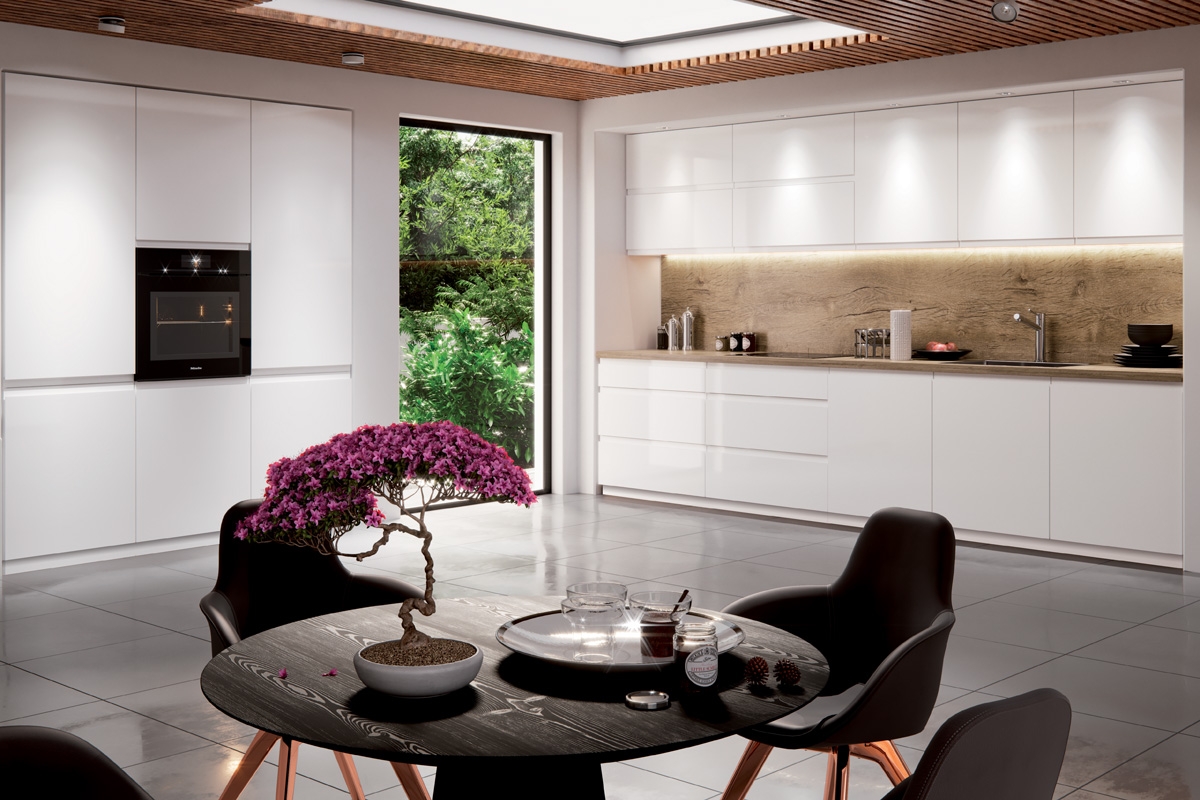 Čelní panel k myčce Aspen D60FZN s odkrytým panelem – bílý lesk Kuchyně Aspen