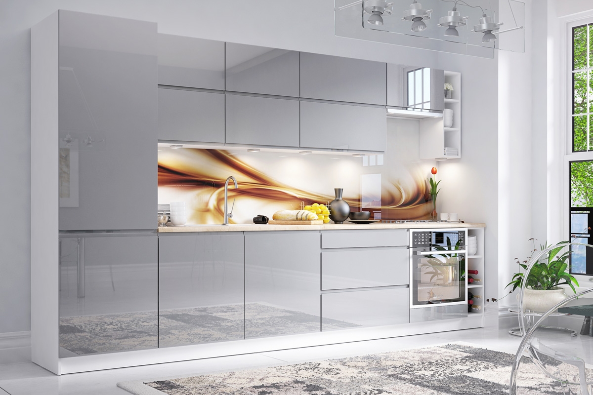 Panel pro myčku Aspen D45FZN s otevřeným panelem – šedý lesk kolekce nábytku kuchennych Aspen - Šedý lesk