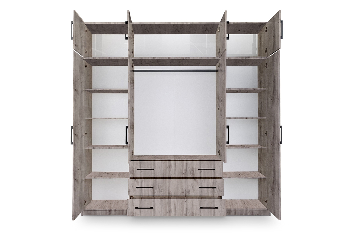 Kombinovaná skriňa Bali 240 cm s nadstavcom - dub wellington Skriňa z nadstawka D4 240 cm vnútro