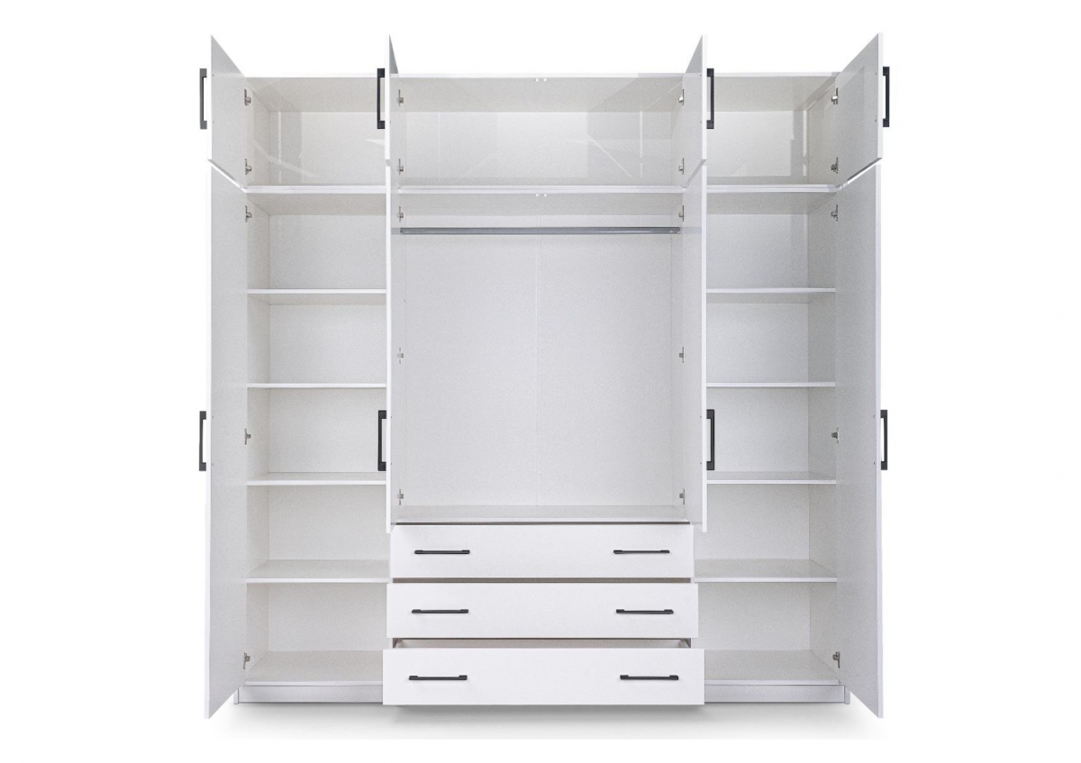 Skříň Bali 240 cm s nástavcem - bílá skříň s nástavcem wnetrze