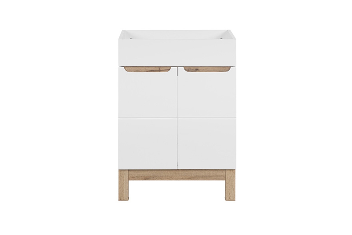 Skříňka pod umyvadlo Bali White 820 60 cm - dub wotan / bílý lesk Skříňka dvoudveřová pod umywalke Bali 60 cm - Dub wotan/Bílý lesk 