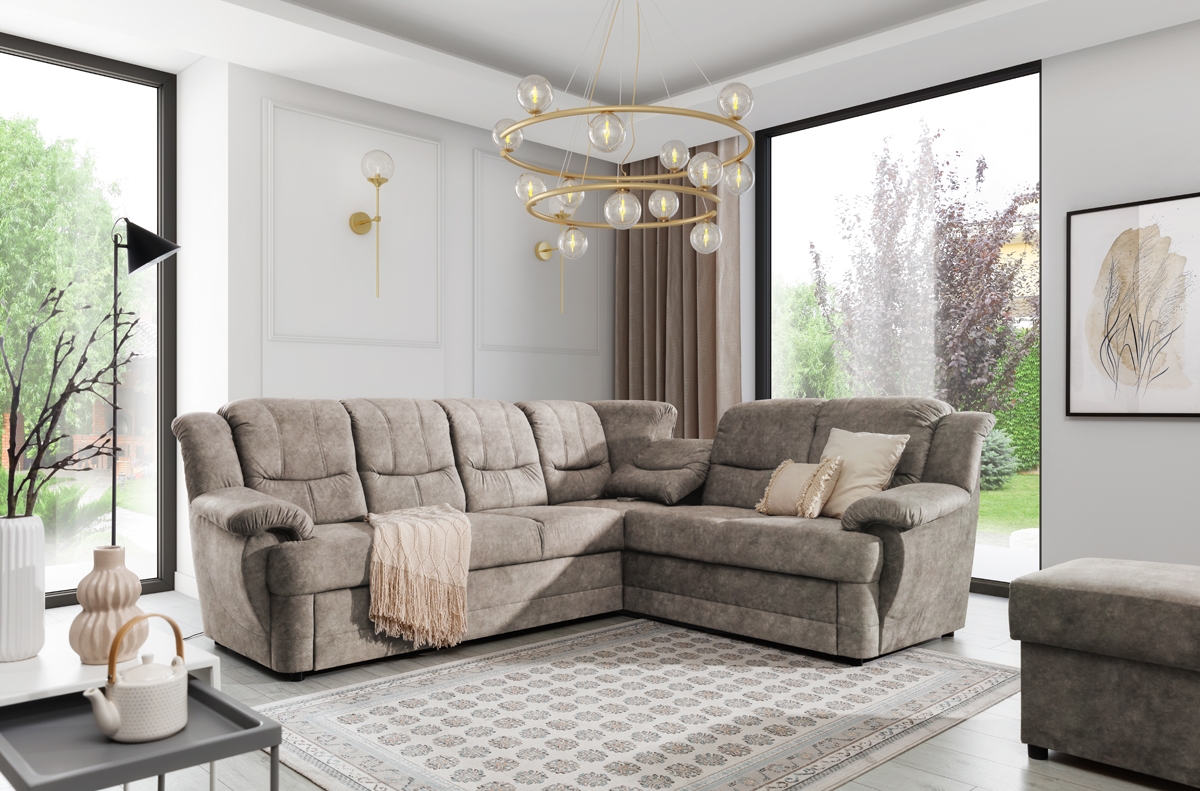 Rohová sedacia súprava Belluno L pravá - Hnedý Preston 21 Rohová sedacia súprava z wysokim oparciem . 