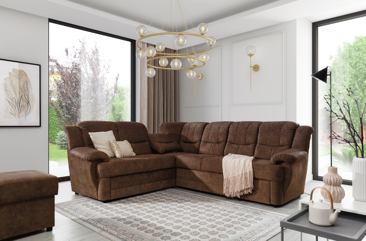 Rohová sedacia súprava Belluno L ľavá - hnedý Preston 24 czekoladowy Rohová sedacia súprava do jasnego salonu 