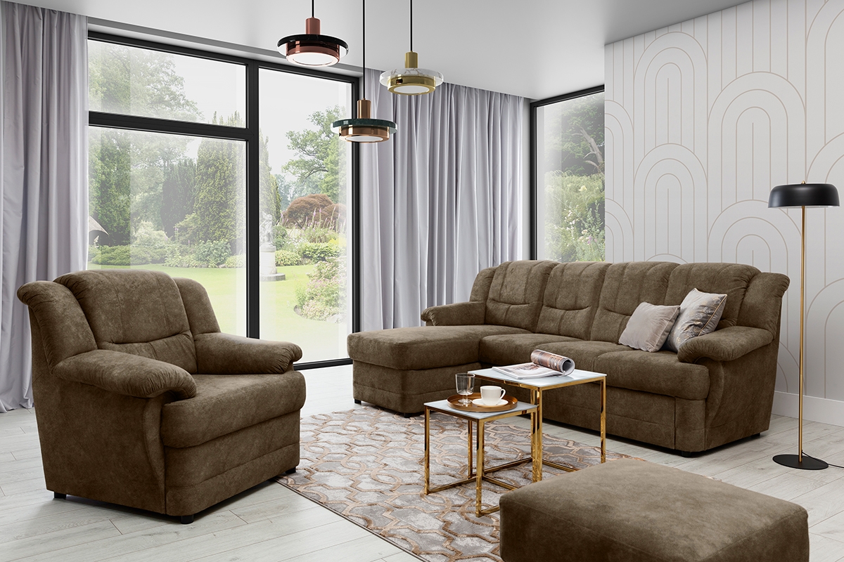 Rohová sedacia súprava Belluno Mini ľavá - Hnedý Preston 21 Rohová sedacia súprava ľavostranná . Belluno Mini - Hnedý Preston 21