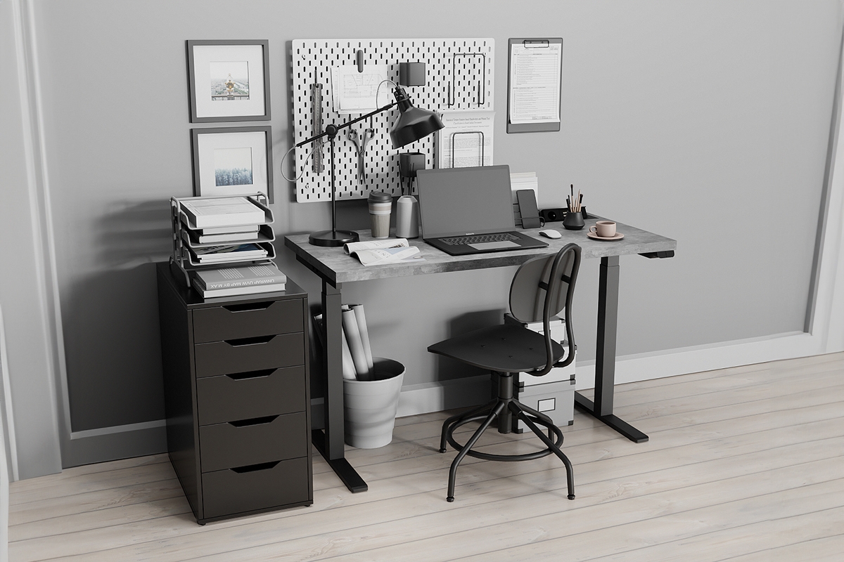 Psací stůl Terin 135 cm - světlý beton psací stůl elektryczne Terin z regulacja wysokosci 135 cm - jasný beton 