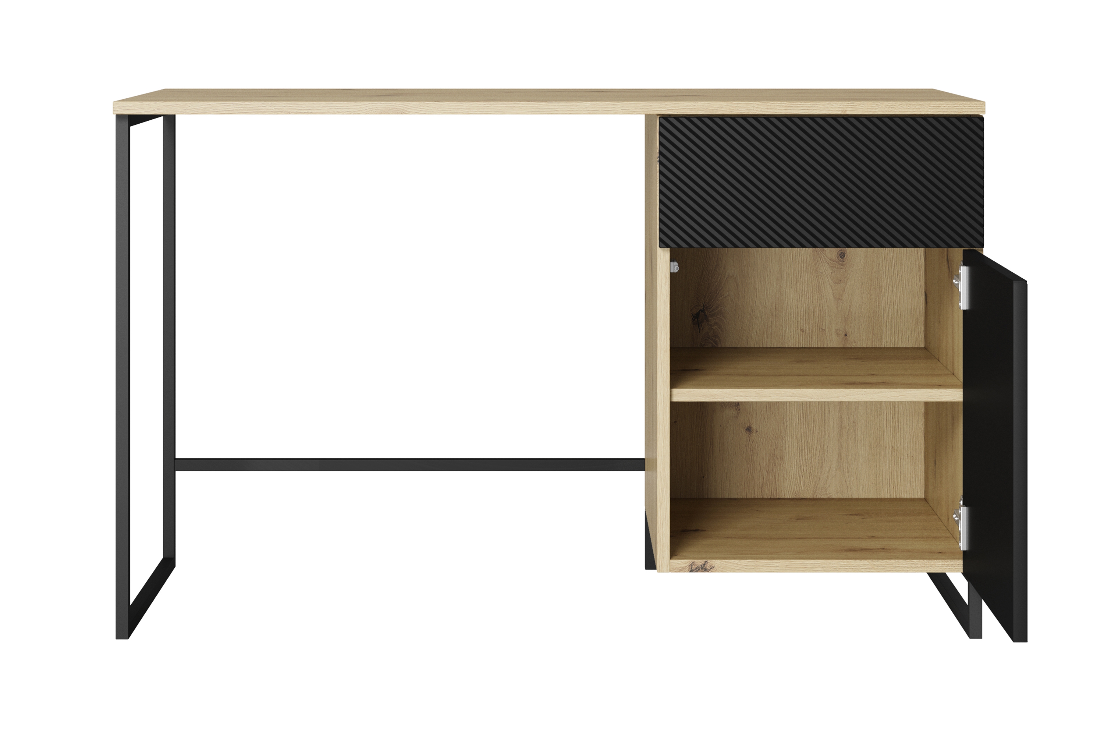 Písací stôl Asha 120 cm - artisan / čierny mat / čierne nohy Písací stôl Asha 120 cm z szuflada - artisan / Čierny mat / Čierny Rošt