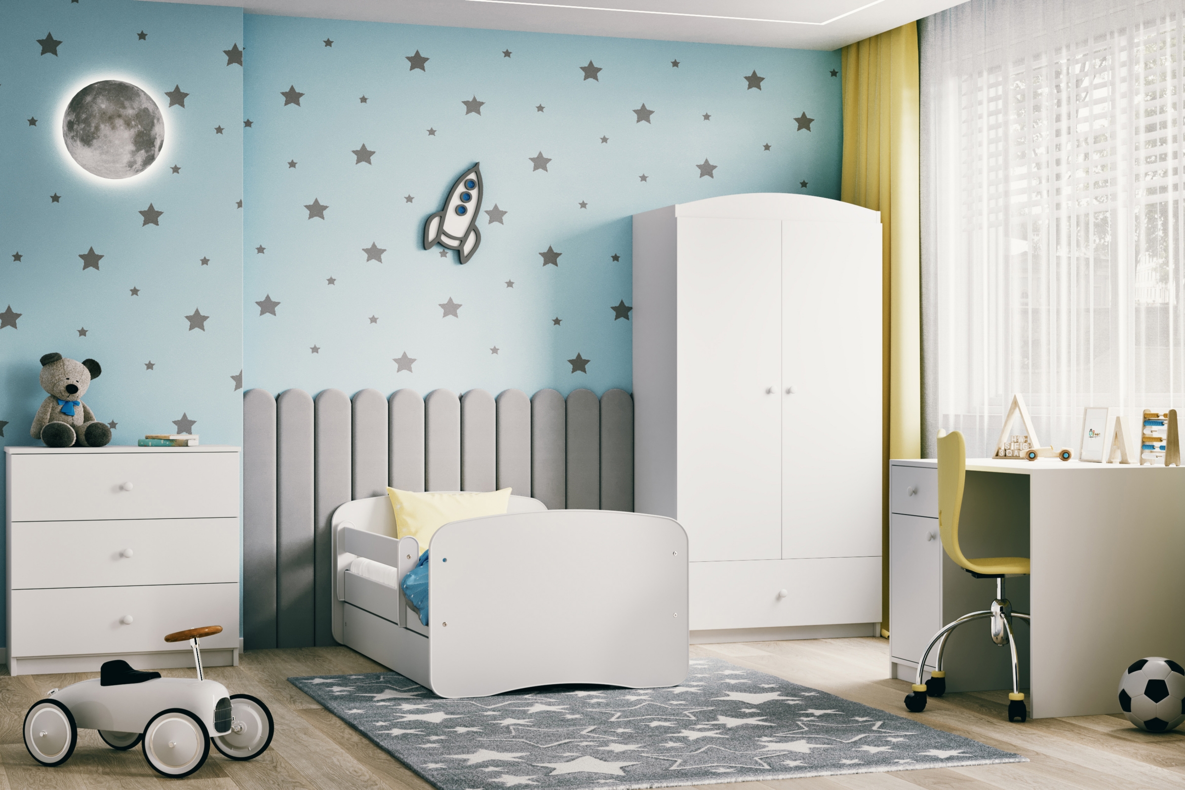 Detský písací stôl Bonzo 100 cm so zásuvkou - biela Písací stôl dzieciece Bonzo 100 cm z szuflada - Biely