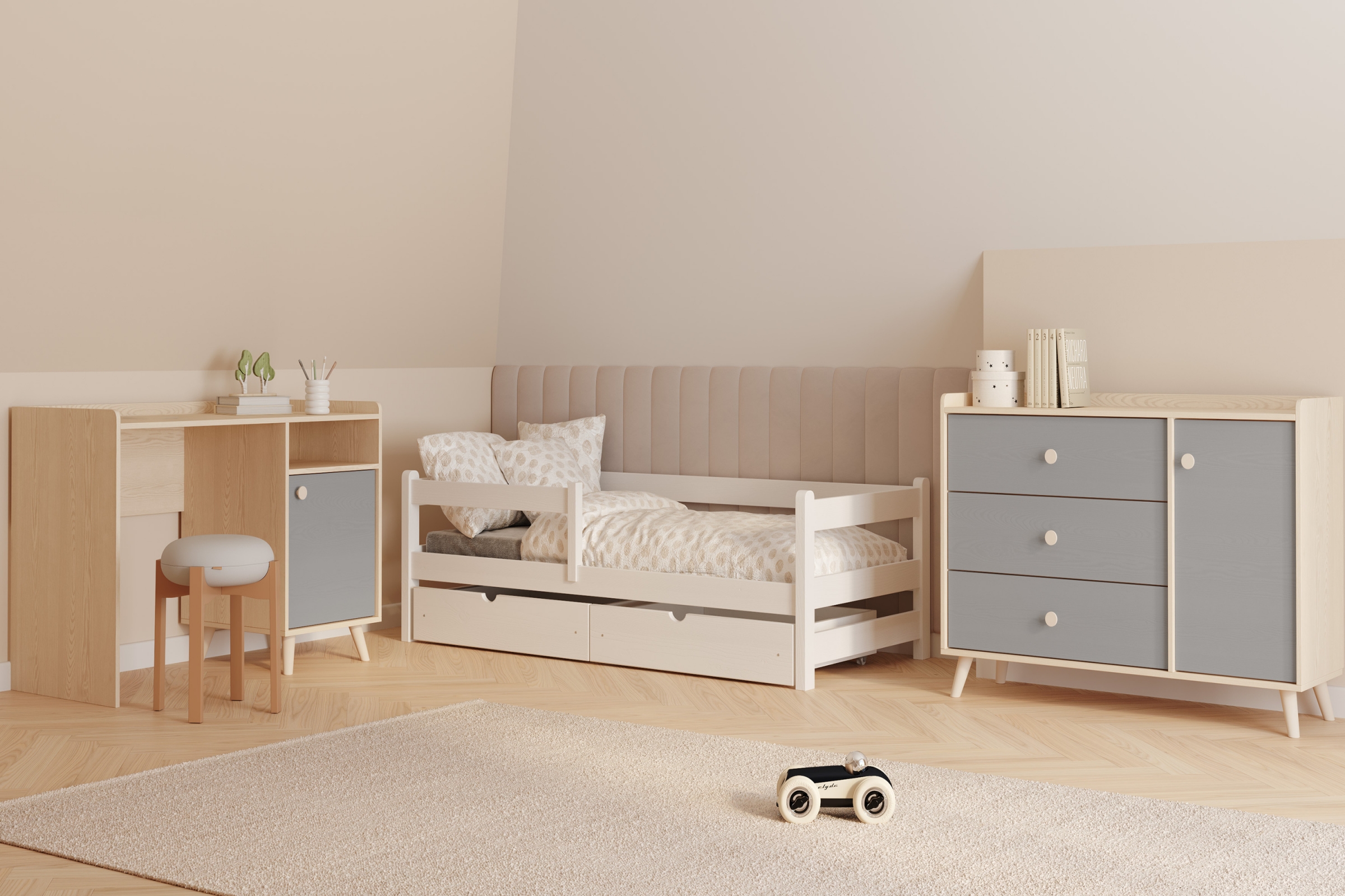 Dětský psací stůl Marla 120 cm - pouštní písek / šedá pallad psací stůl dzieciece Marla 120 cm - piasek pustyni / šedá pallad