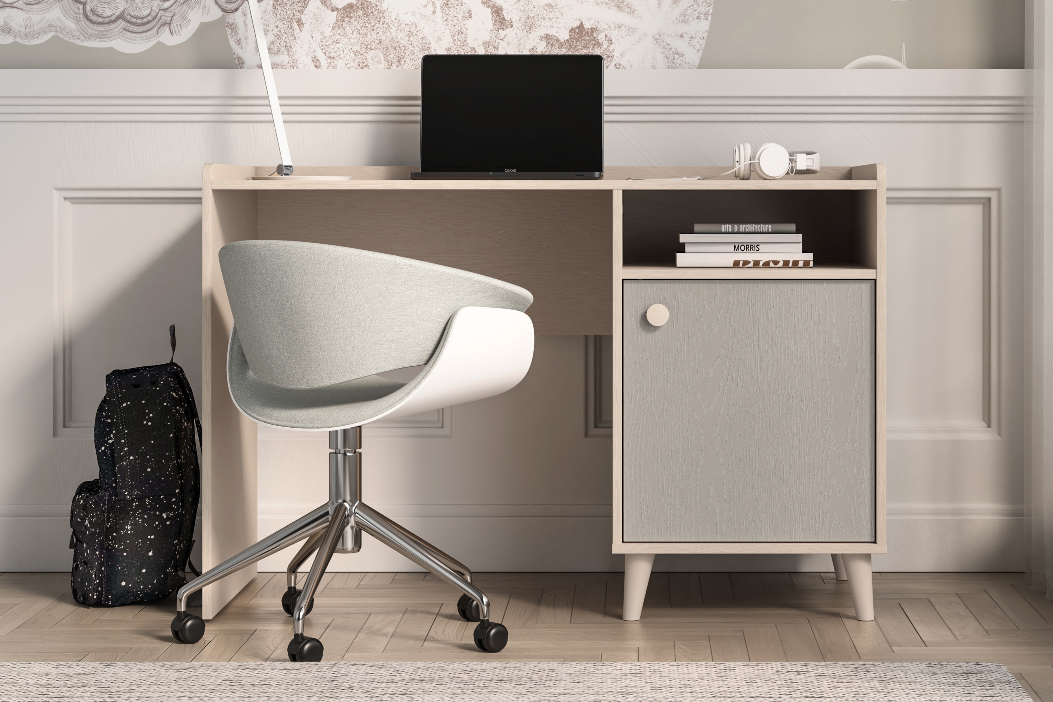 Dětský psací stůl Marla 120 cm - pouštní písek / šedá pallad psací stůl dzieciece Marla 120 cm - piasek pustyni / šedá pallad