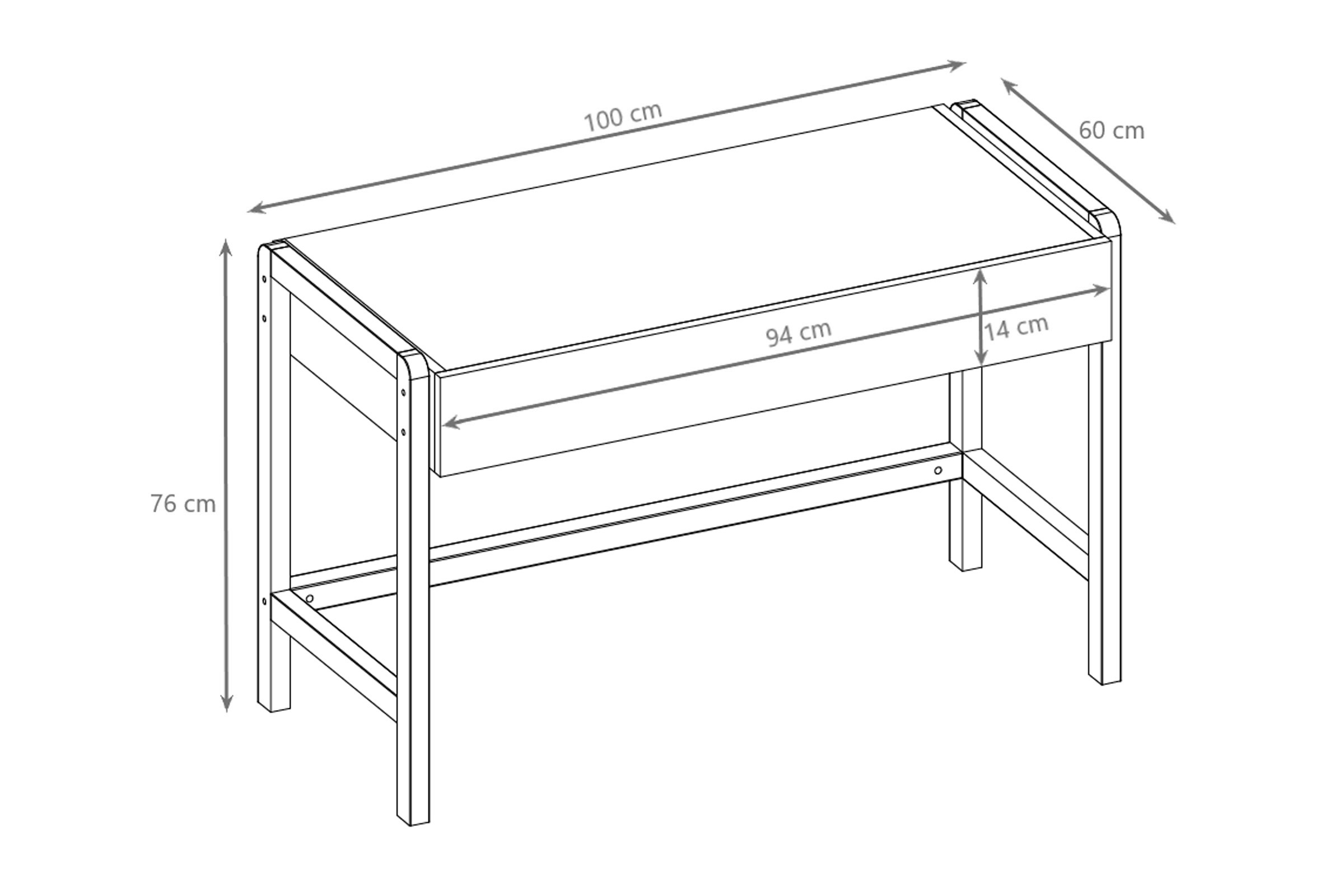 Detský písací stôl Silia 100 cm so zásuvkou - alpská biela / dub Písací stôl dzieciece Silia 100 cm z szuflada - Biela alpejska / Dub