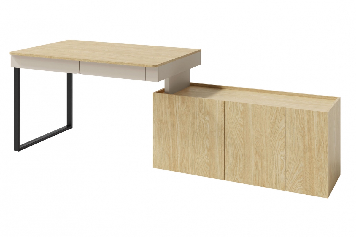 Psací stůl s komodou Luca - písková / dub olejovaný psací stůl z komoda Luca 10 - bez Pískový / dub olejowany