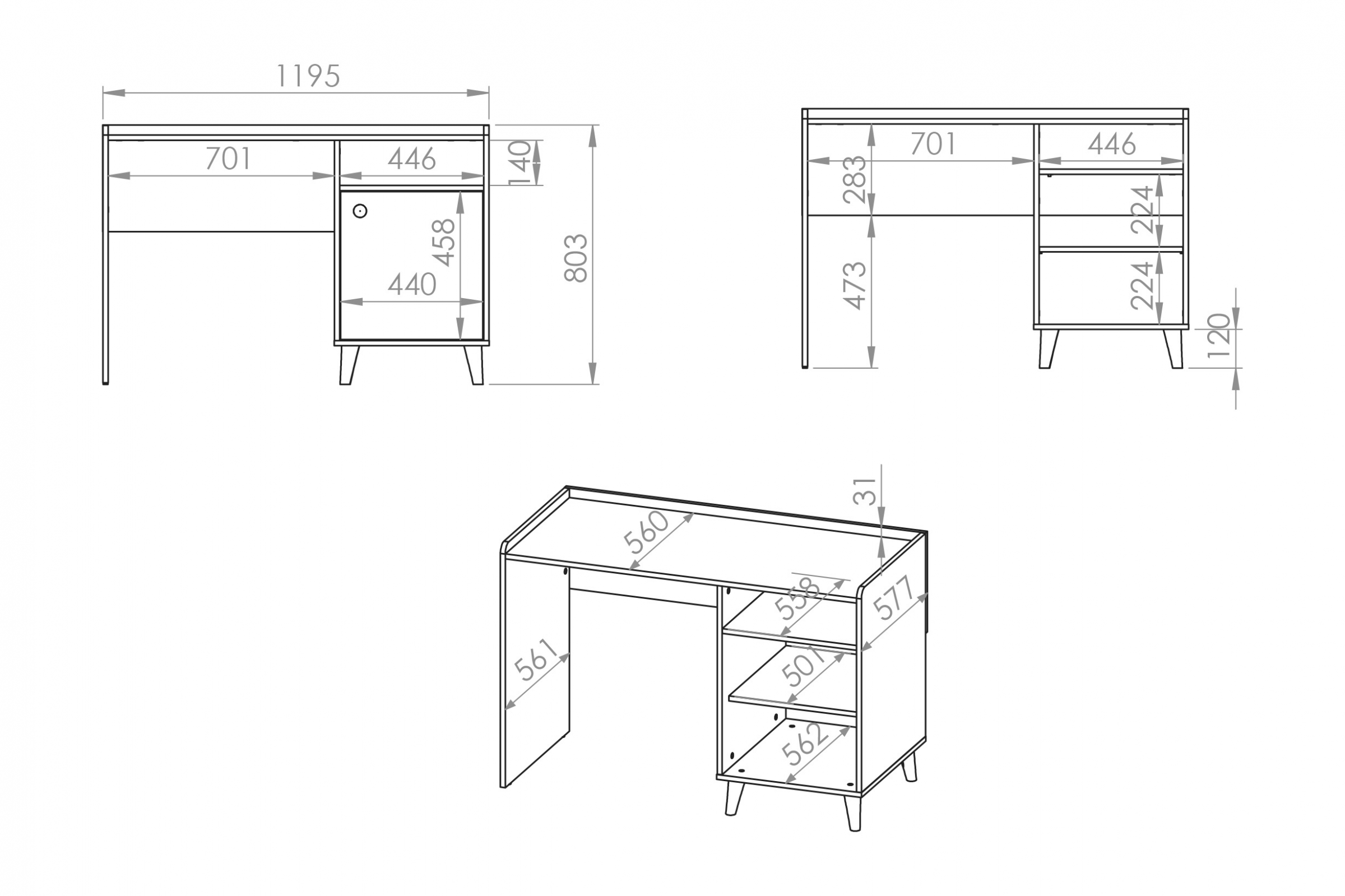 Dětský psací stůl Marla 120 cm - pouštní písek / šedá pallad psací stůl Marla 120 cm - piasek pustyni / šedá pallad