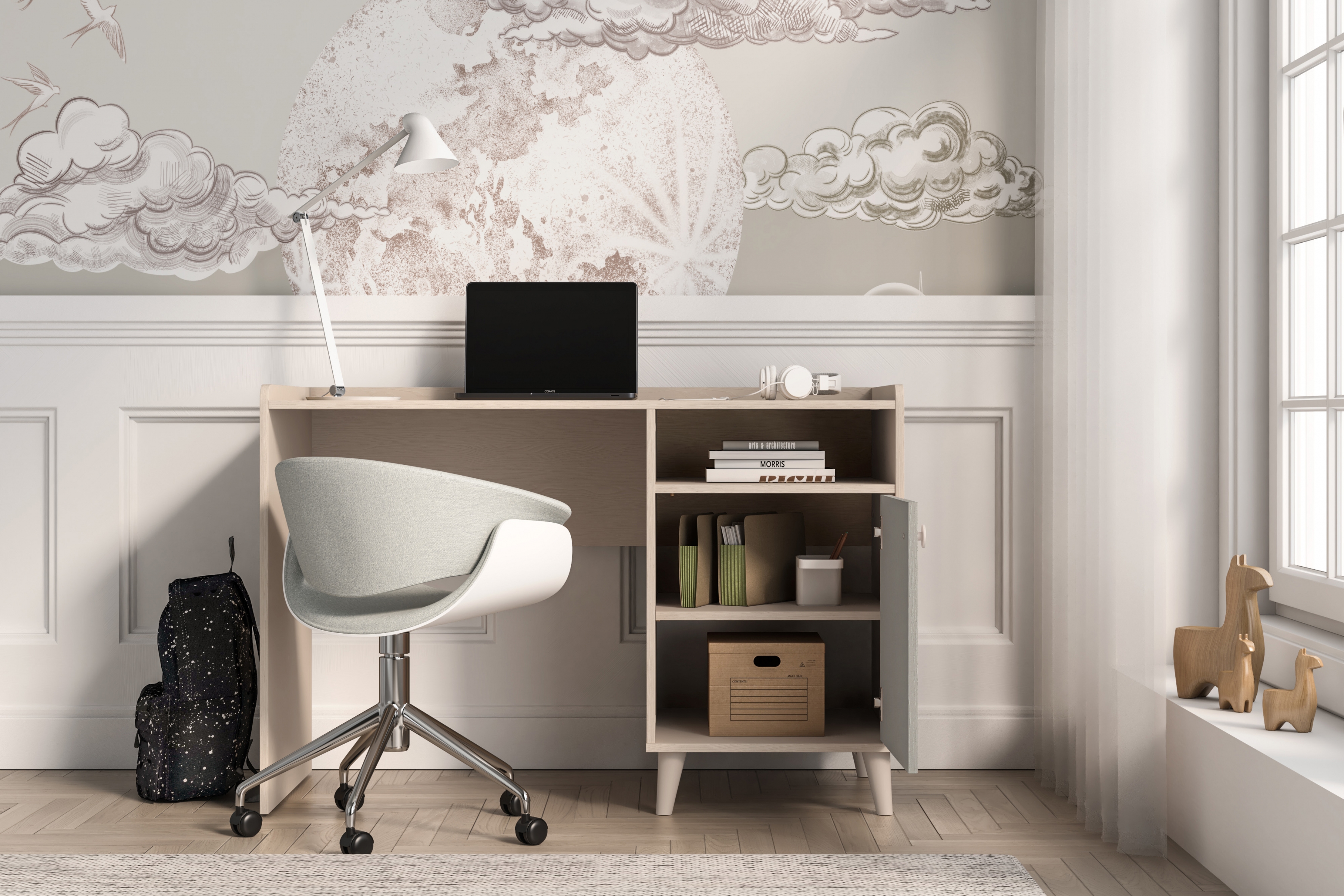 Dětský psací stůl Marla 120 cm - pouštní písek / šedá pallad psací stůl Marla 120 cm - piasek pustyni / šedá pallad