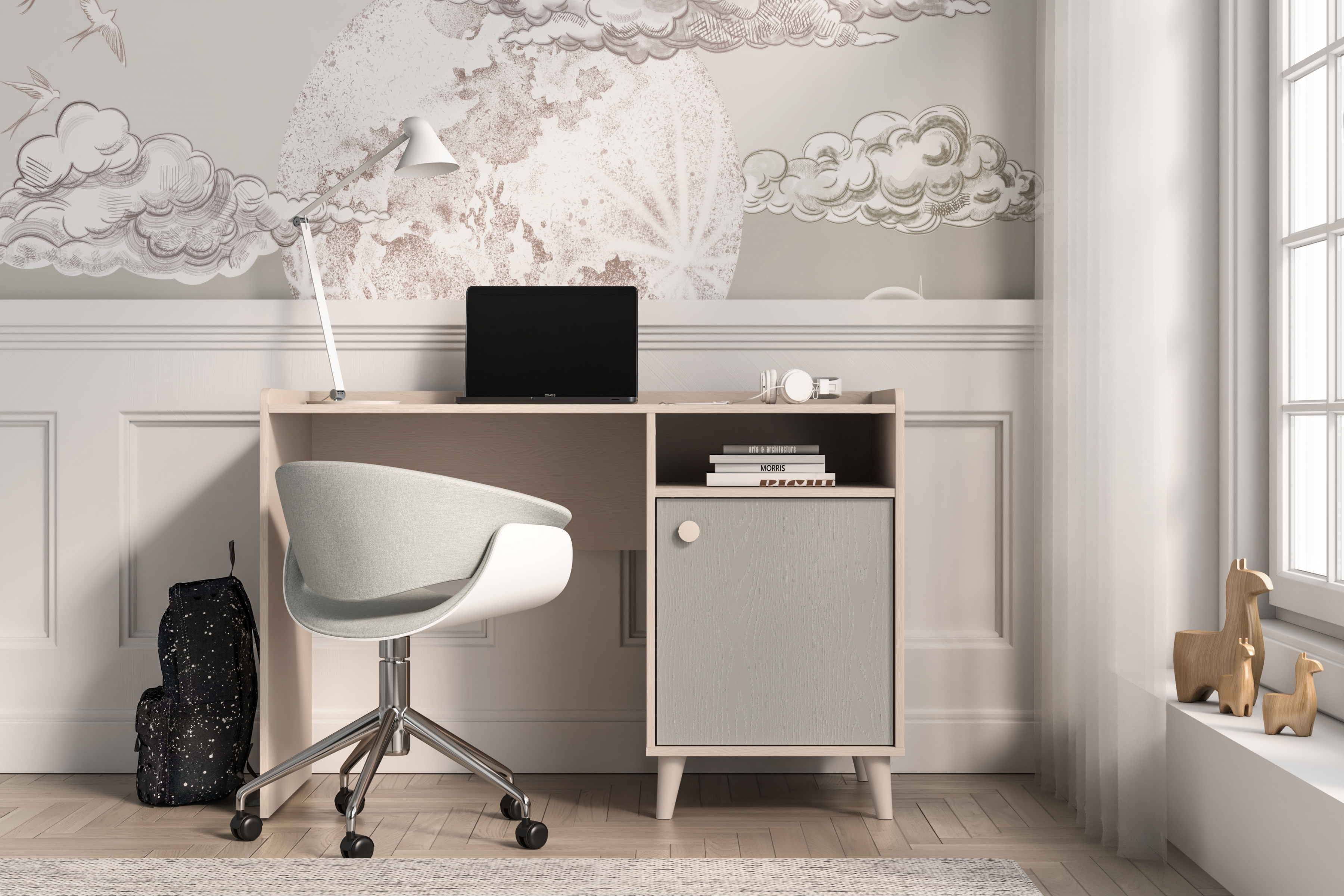 Dětský psací stůl Marla 120 cm - pouštní písek / šedá pallad psací stůl Marla 120 cm - piasek pustyni / šedá pallad