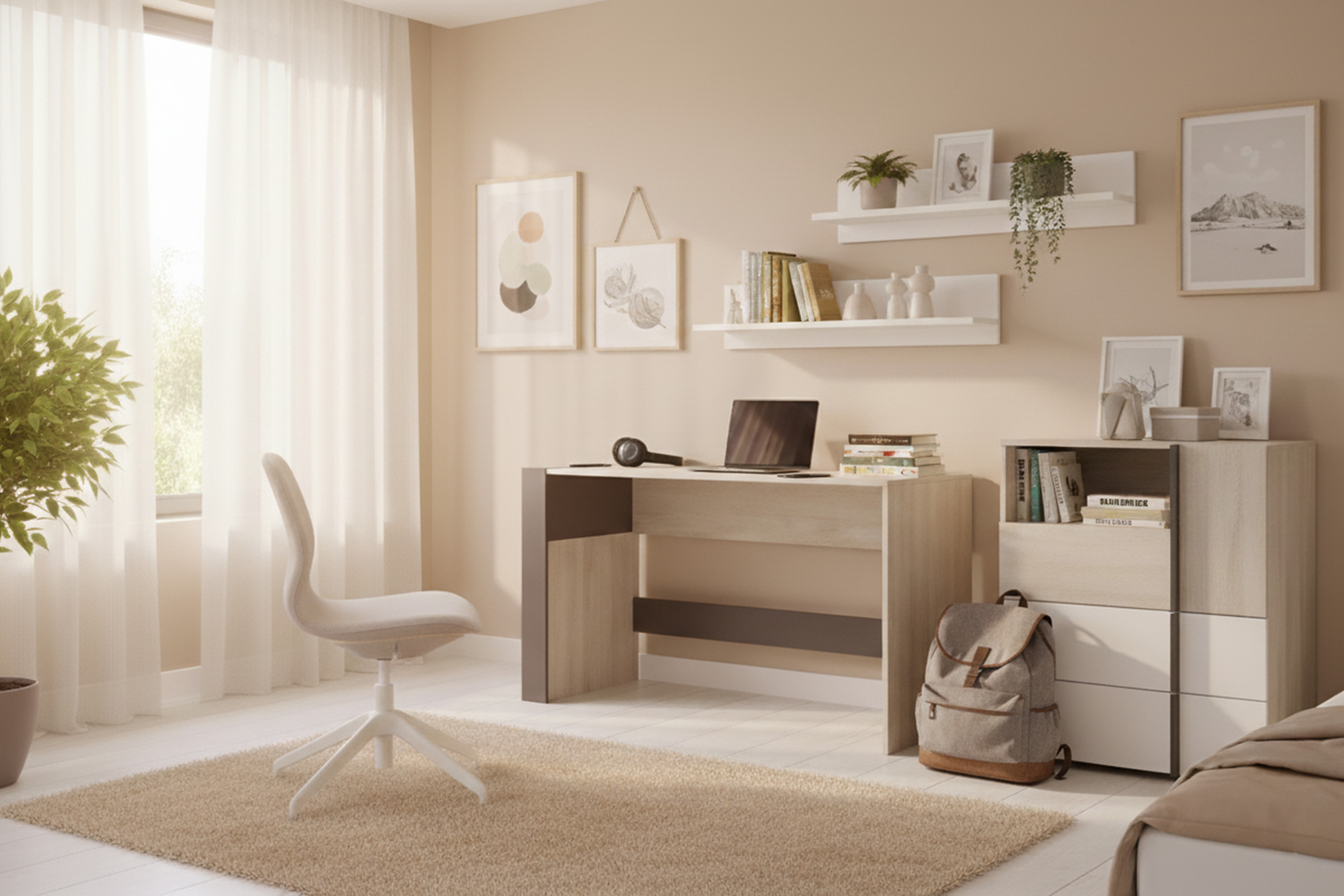 Študentský písací stôl Lumo 10 130 cm - dub wilton biely / biely lux / antracit Písací stôl mlodziezowe Lumo 10 130 cm - Dub wilton biela / biela lux / Antracytová