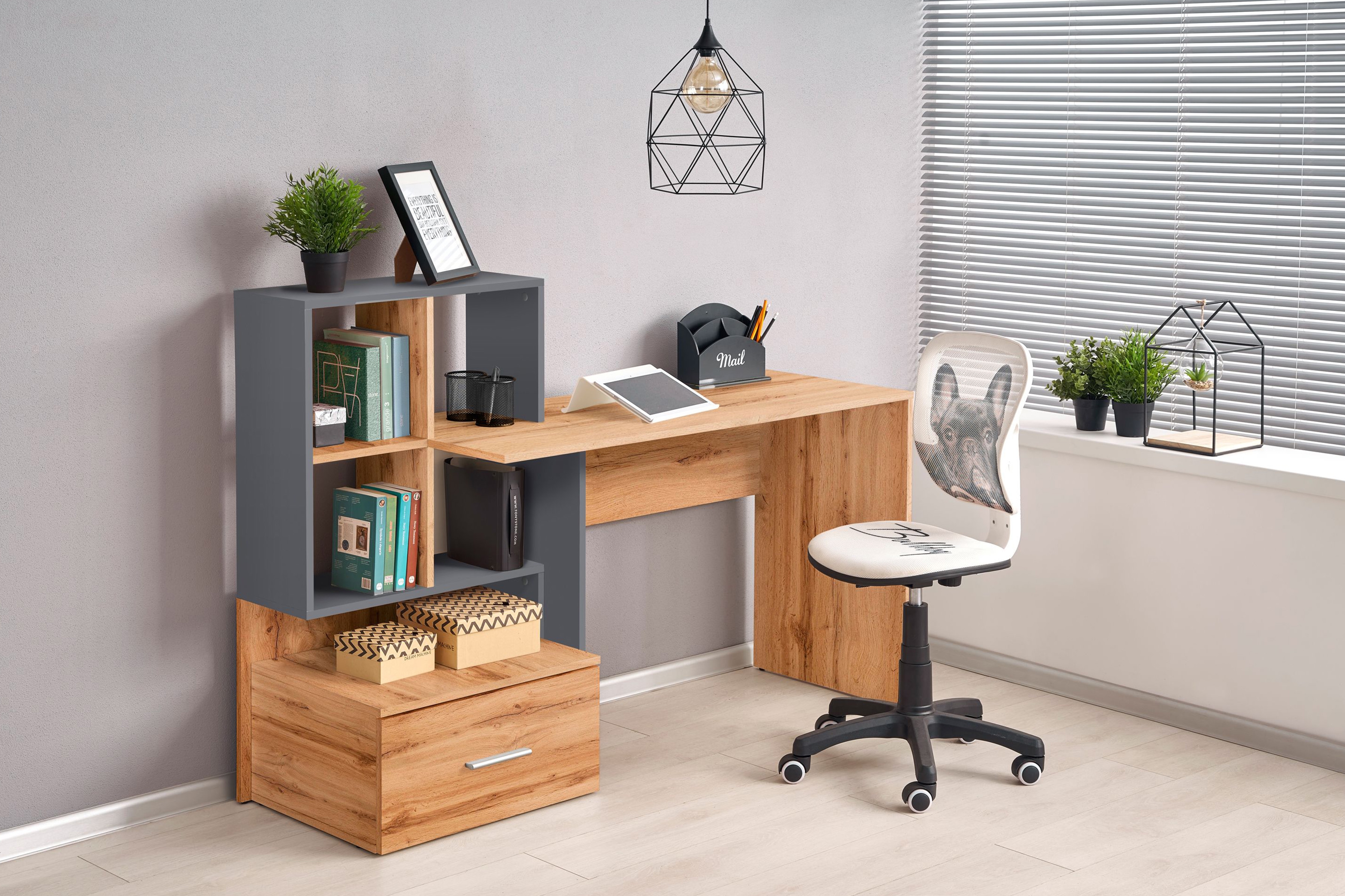 Psací stůl Sorsa 149 cm - dub wotan / antracit psací stůl mlodziezowe Sorsa 149 cm - dub wotan / antracitová