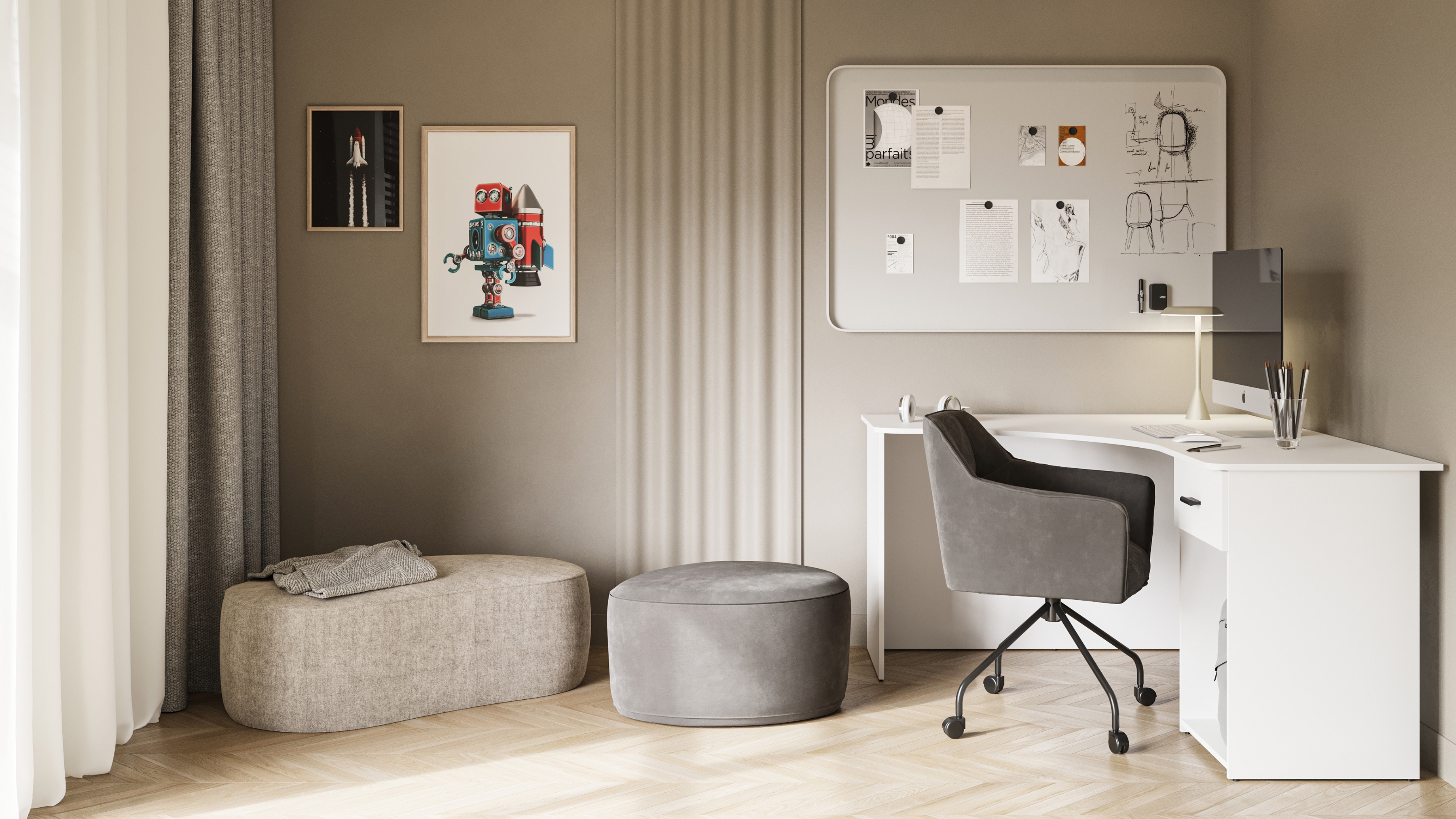 Rohový písací stôl Corner so zásuvkou a otvorenou policou - biely Písací stôl narozne Corner z szuflada i wneka 155x125 cm - Biely