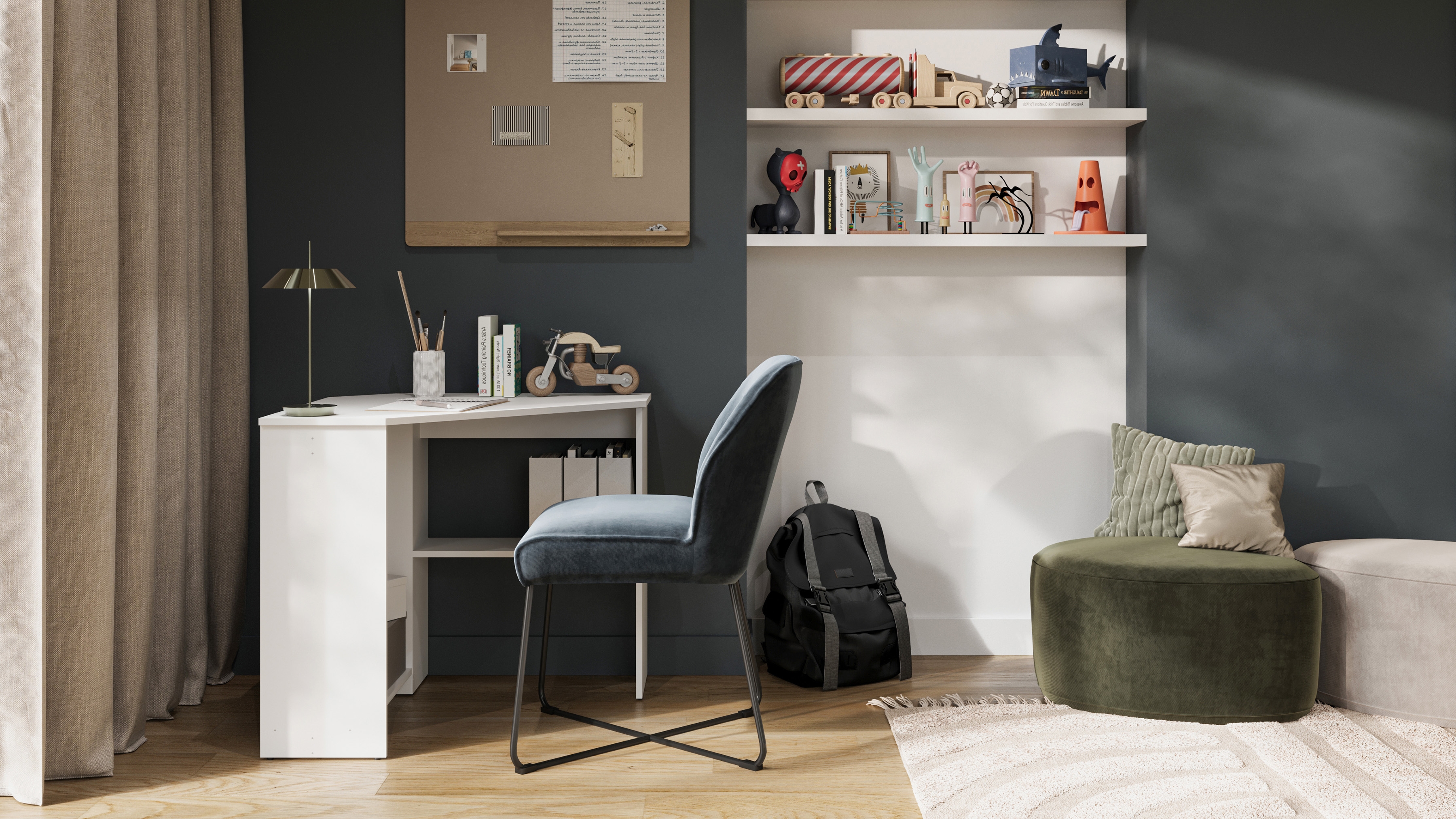 Rohový písací stôl Rino - biely Písací stôl narozne Rino 80x80 cm - Biely