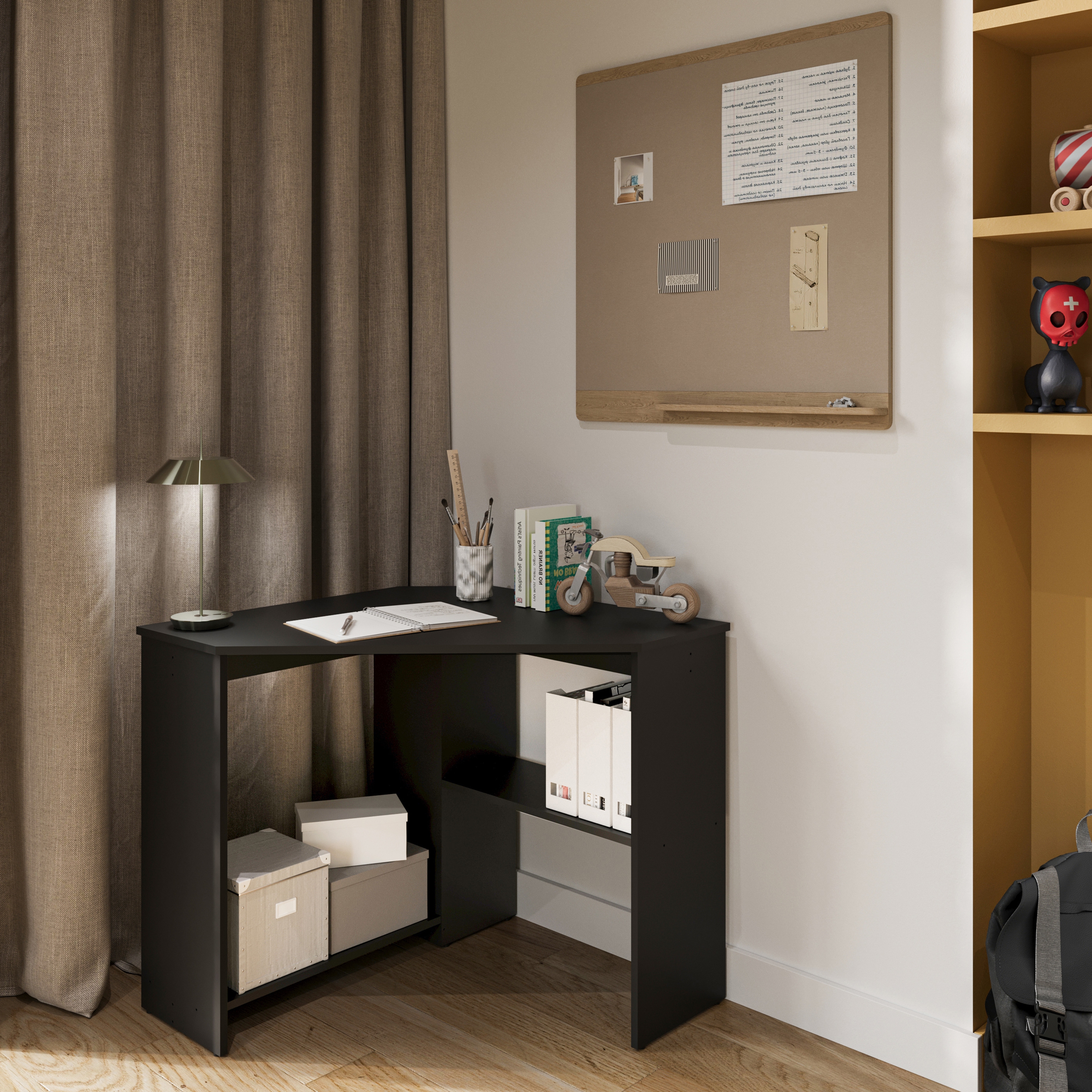 Rohový psací stůl Rino 80x80 cm - onyx černá psací stůl narozne Rino 80x80 cm - onyks černá