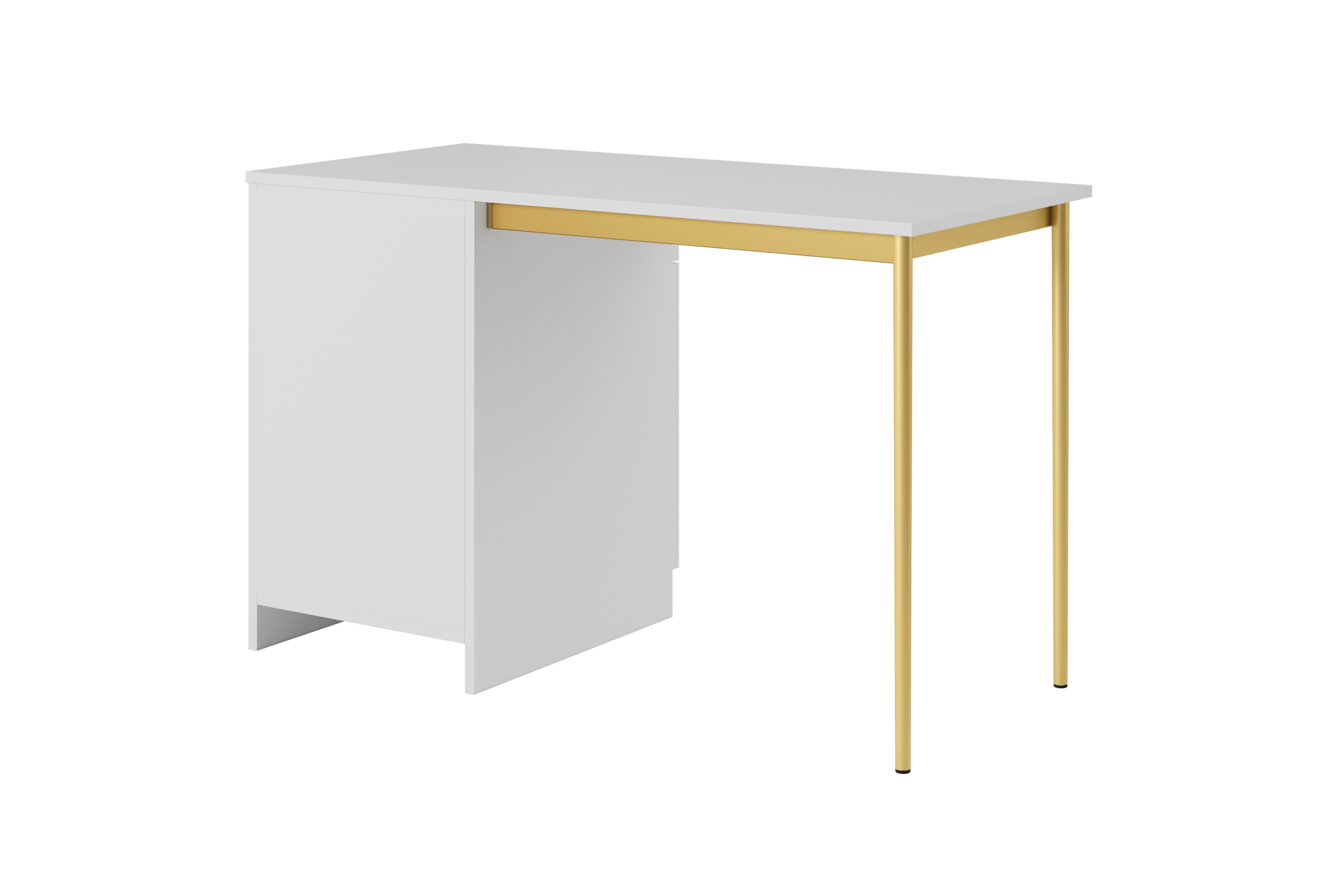 Psací stůl Nicole 120 cm – bílý mat / zlaté nožky psací stůl Nicole 120 cm z szuflada - bílý mat / zlote nozki