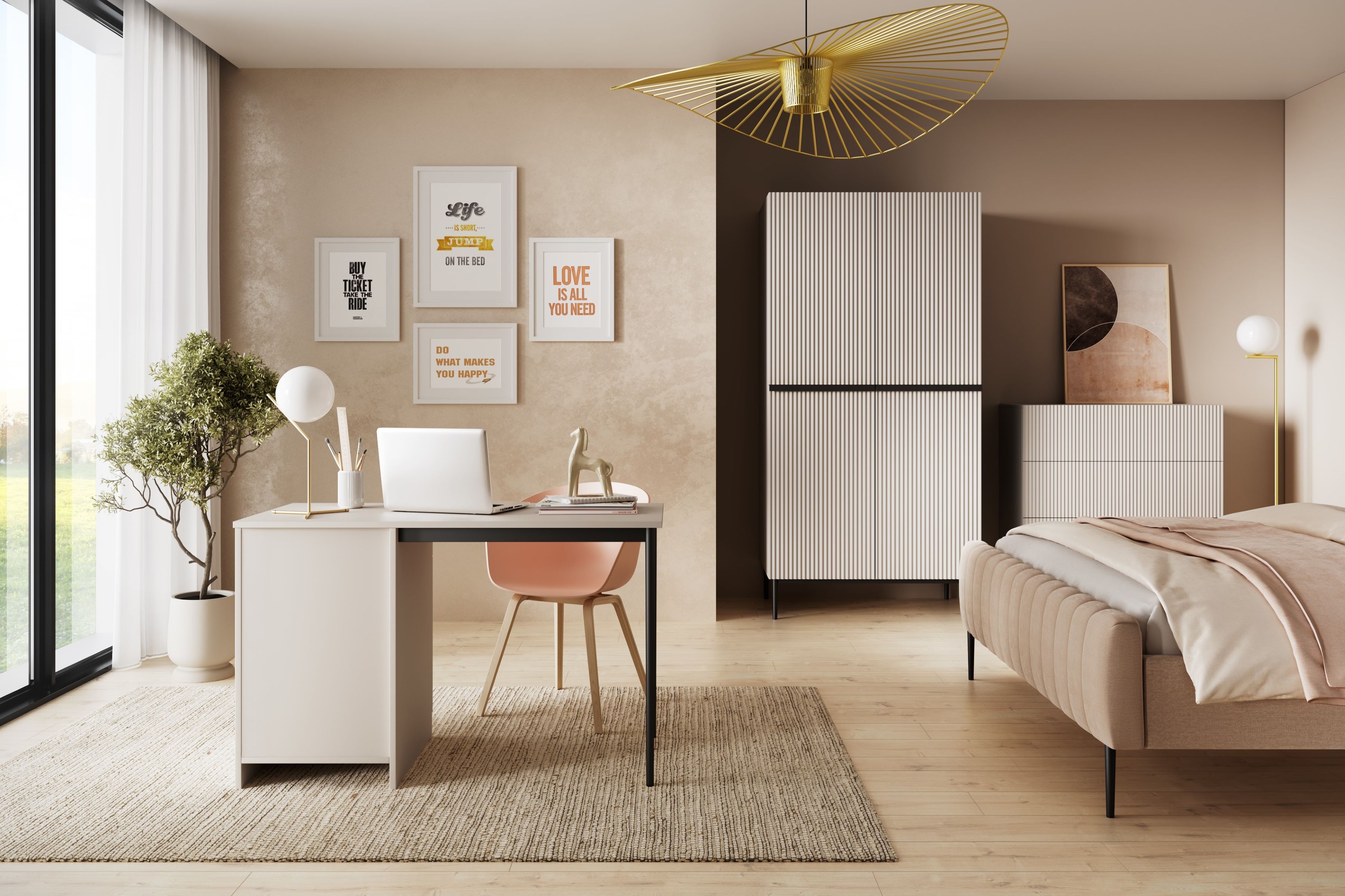 Psací stůl Nicole 120 cm – kašmírová / černé nožky psací stůl Nicole 120 cm z szuflada - kašmír / černá nozki