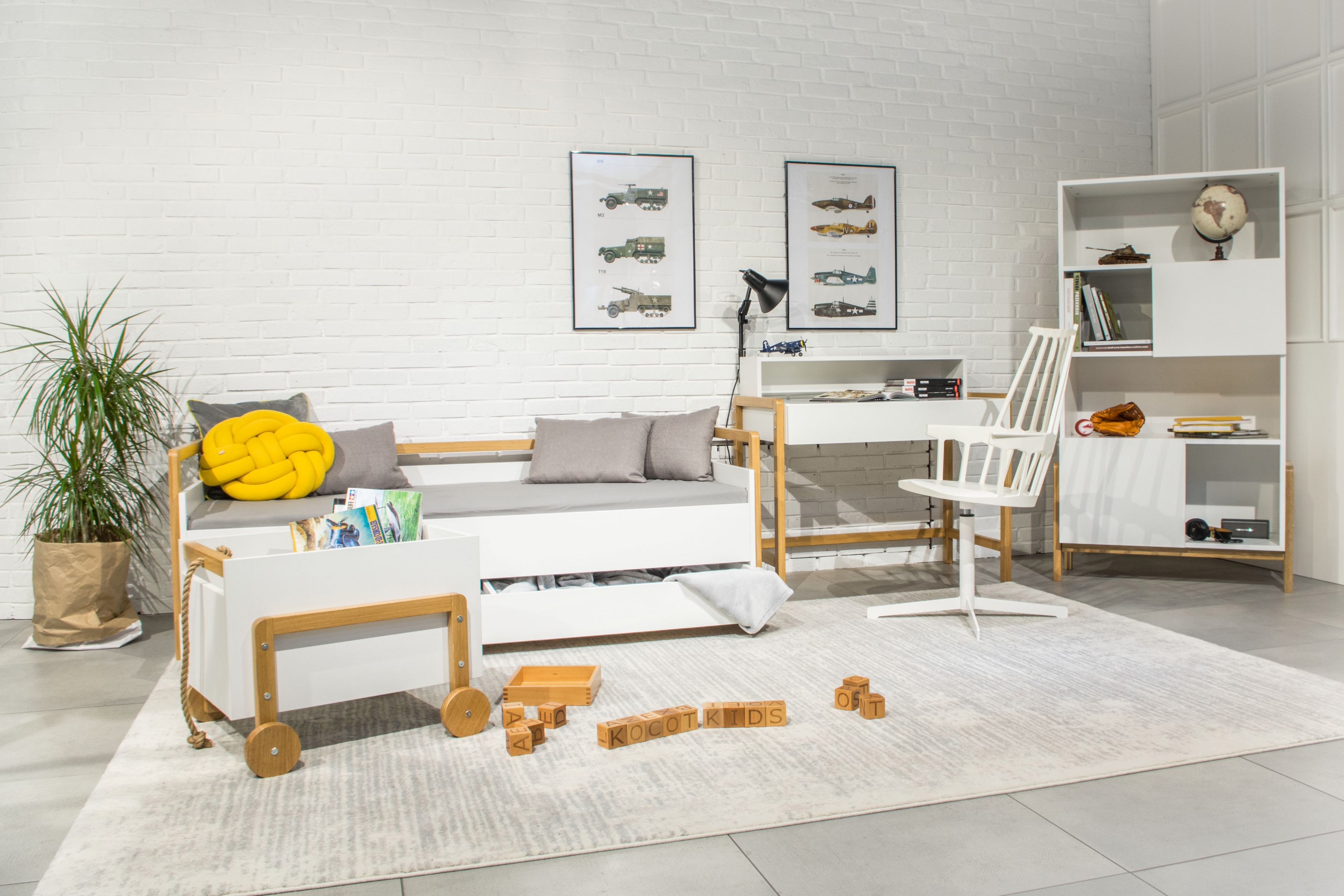 Detský písací stôl Silia 100 cm so zásuvkou - alpská biela / dub Písací stôl Silia 100 cm z szuflada - Biela alpejska / Dub