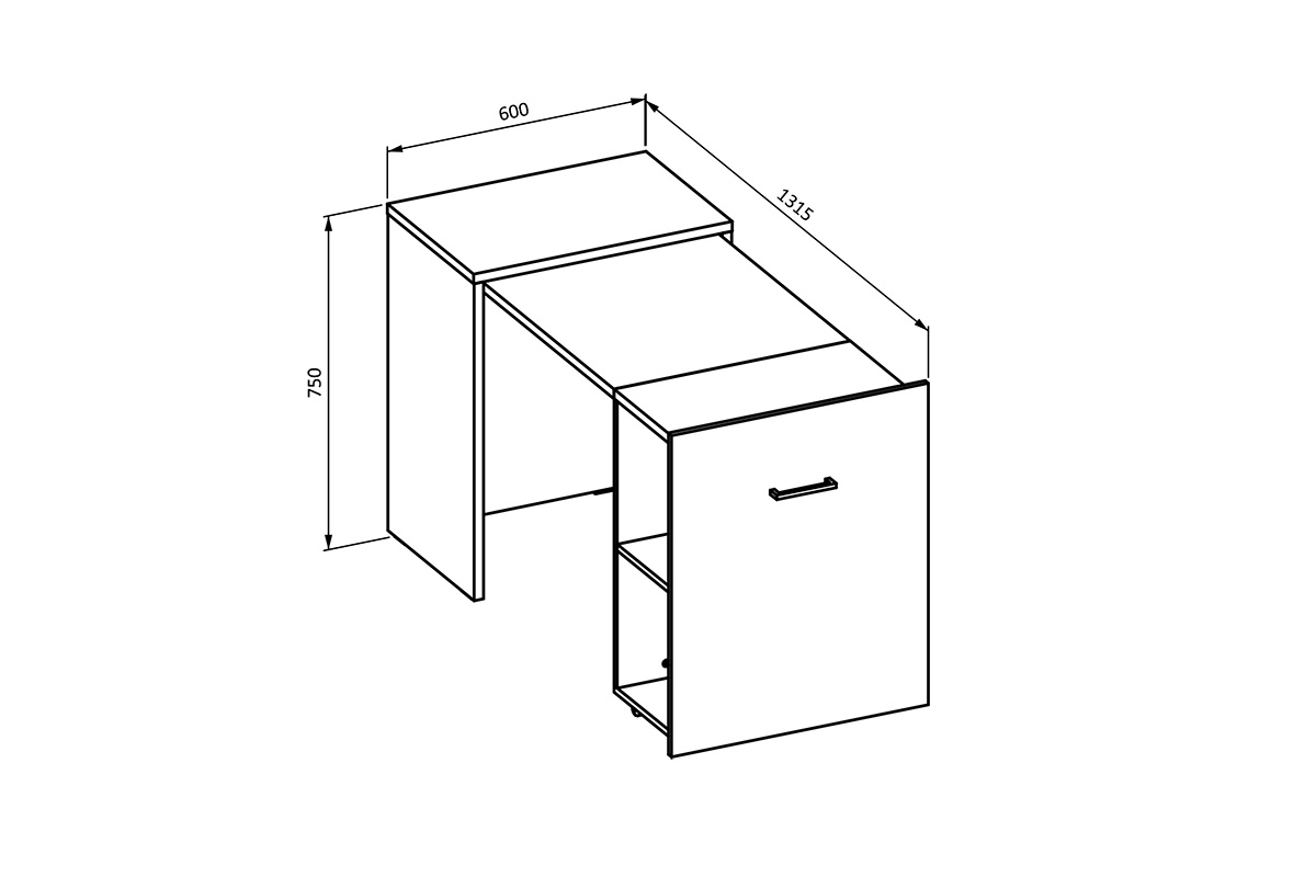 Rozkládací psací stůl Smart 42-132 cm - přírodní dub grand Psací stůl výsuvná Smart - Dub grand přírodní 