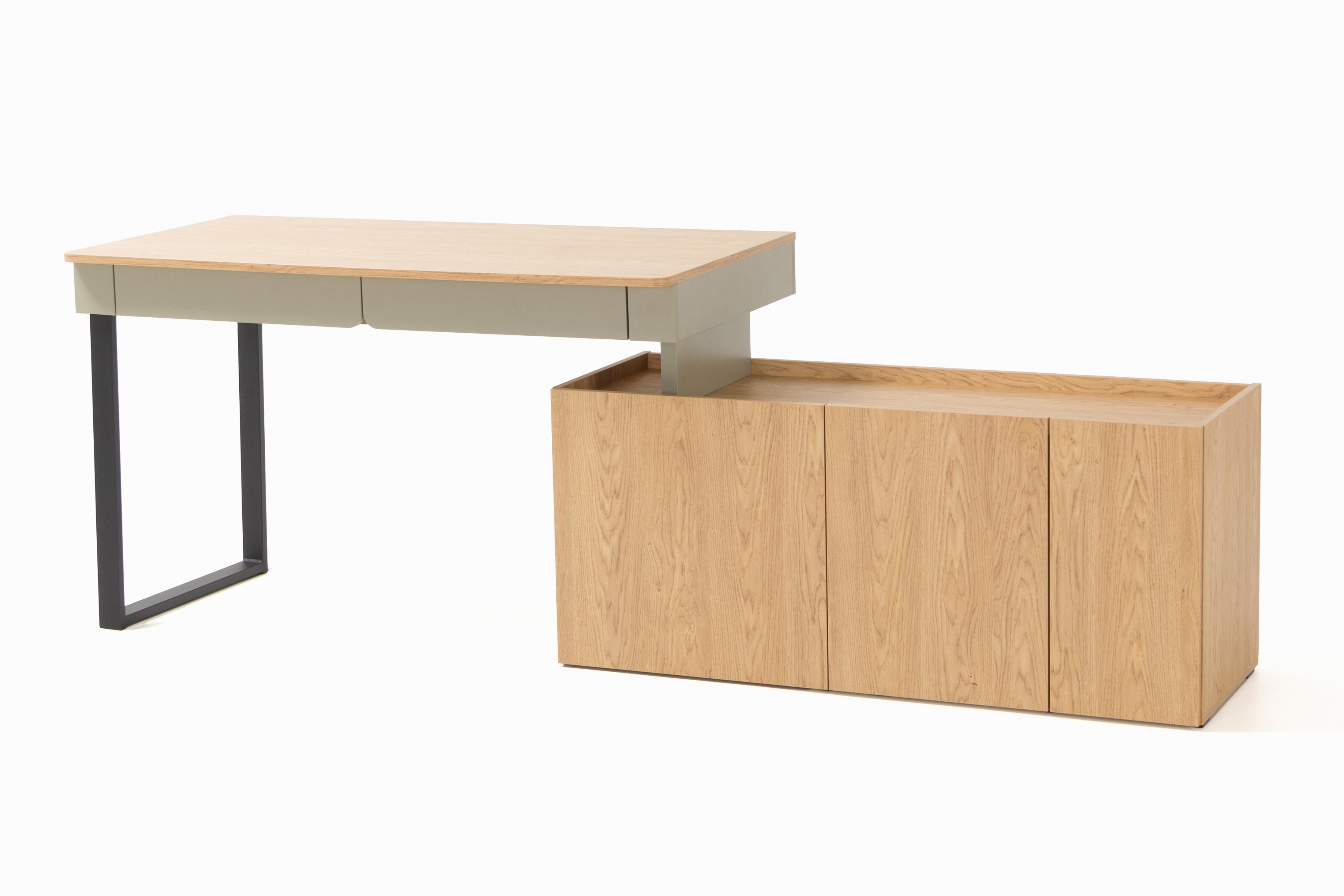 PC stôl s komodou Luca - eukalyptus / dub baltic dune Písací stôl z komoda Luca 10 - eukaliptus / Dub baltic dune