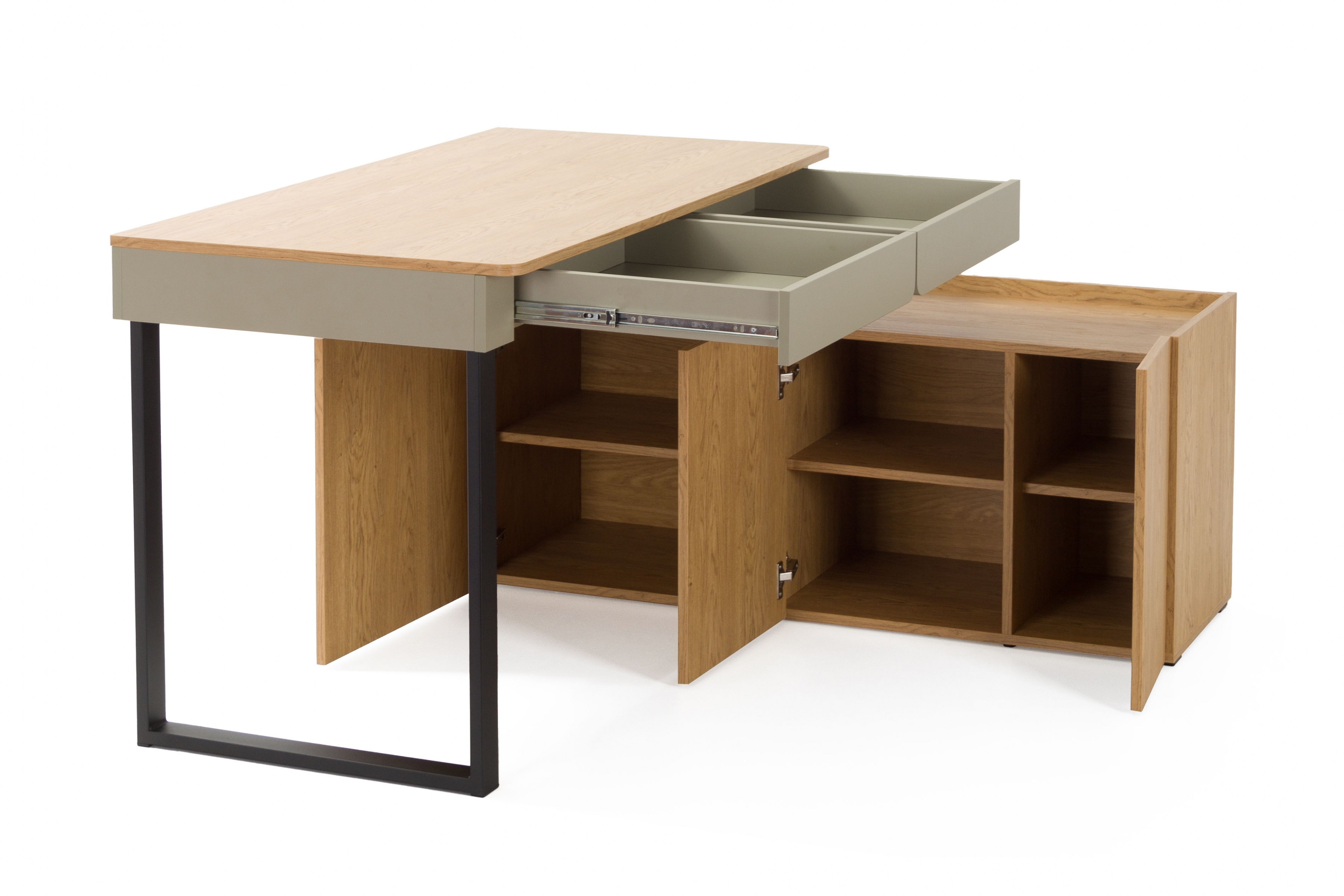 PC stôl s komodou Luca - eukalyptus / dub baltic dune Písací stôl z komoda Luca 10 - eukaliptus / Dub baltic dune