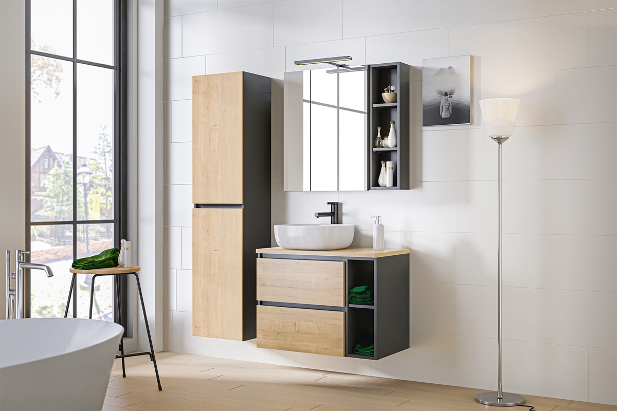 Pracovná doska do kúpeľne 60 cm Monako Oak 890 - Dub Hamilton Nábytok do lazienki debowo šedá 