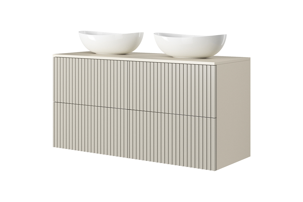 MDF doska pod umývadlo Nicole 120 cm - kašmírová Pracovná doska Nicole 120 cm - kašmír MDF - z umywalkami nablatowymi a skriňkami wiszacymi kaszmirowymi