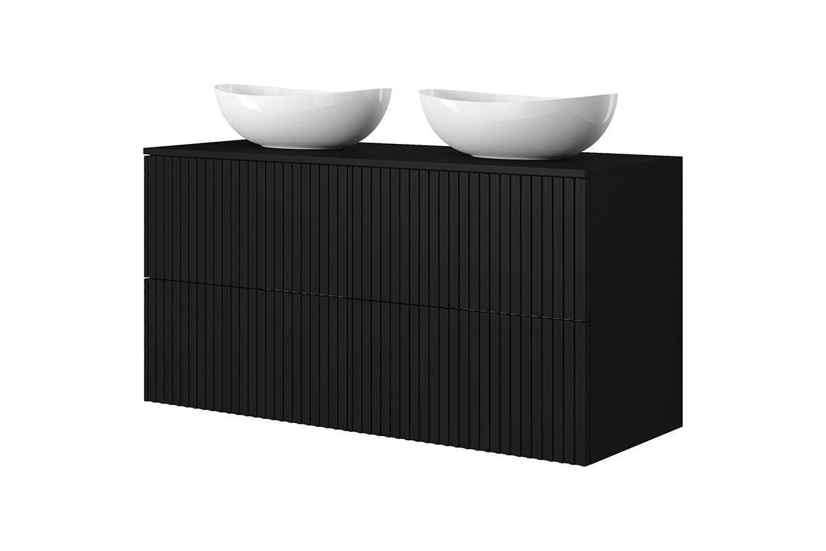 Koupelnová pracovní deska Nicole 120 cm - černý mat Deska Nicole 120 cm - Černý mat MDF - z umywalkami nablatowymi a skříňkami wiszacymi czarnymi