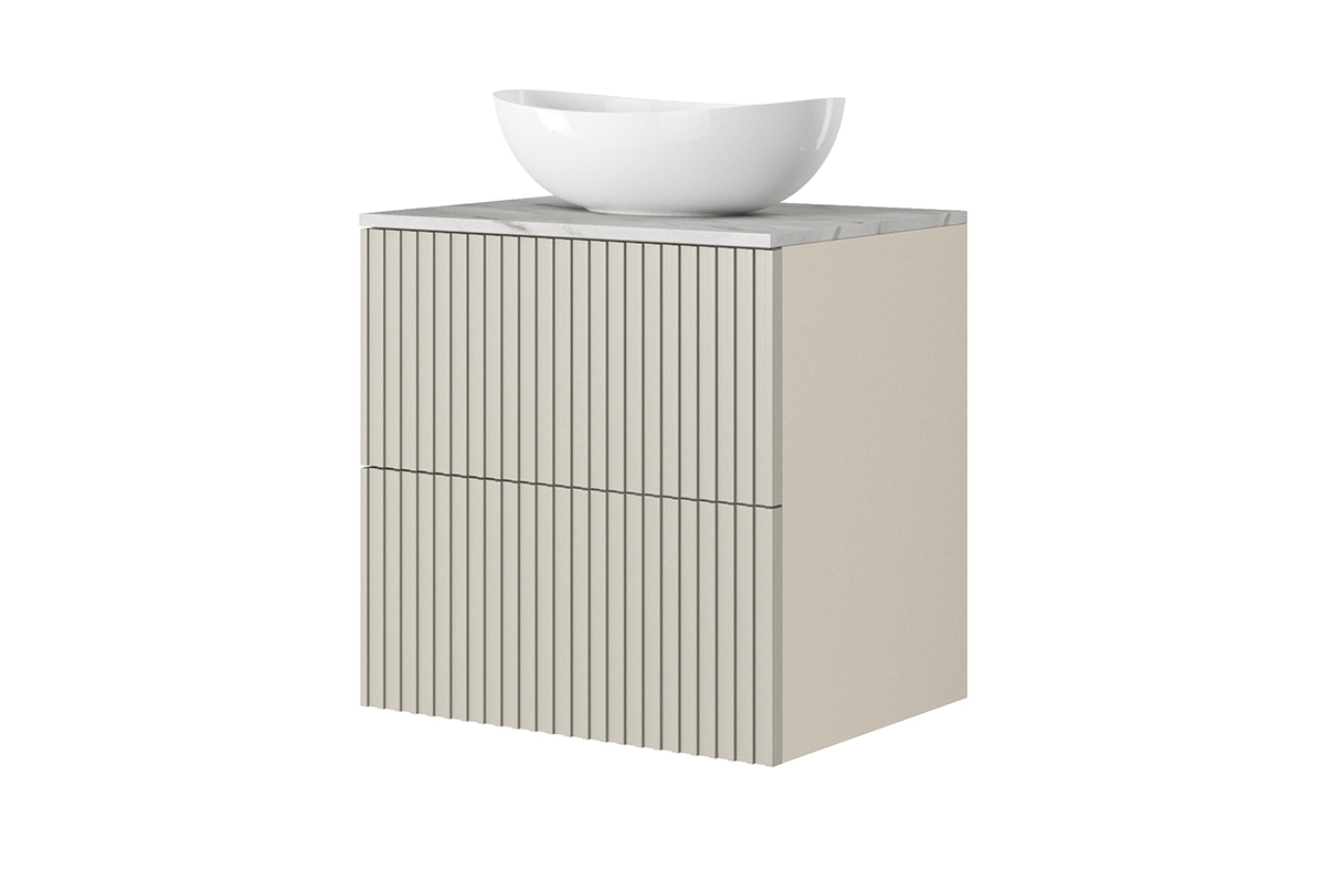 Koupelnová pracovní deska Nicole 60 cm - crema bianca Deska Nicole 60 cm - crema bianca MDF - S umyvadlem nablatowa i skříňka wiszaca kaszmirowa