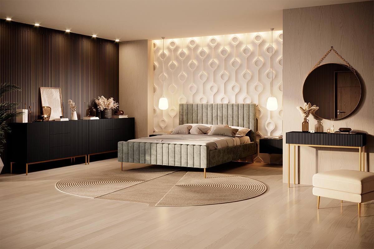 Sada závěsných nočních stolků Nicole 46 cm - černá Komplet wiszacych szafek nocnych Nicole 2 ks. - Černý /Černý mat - aranzacja 2