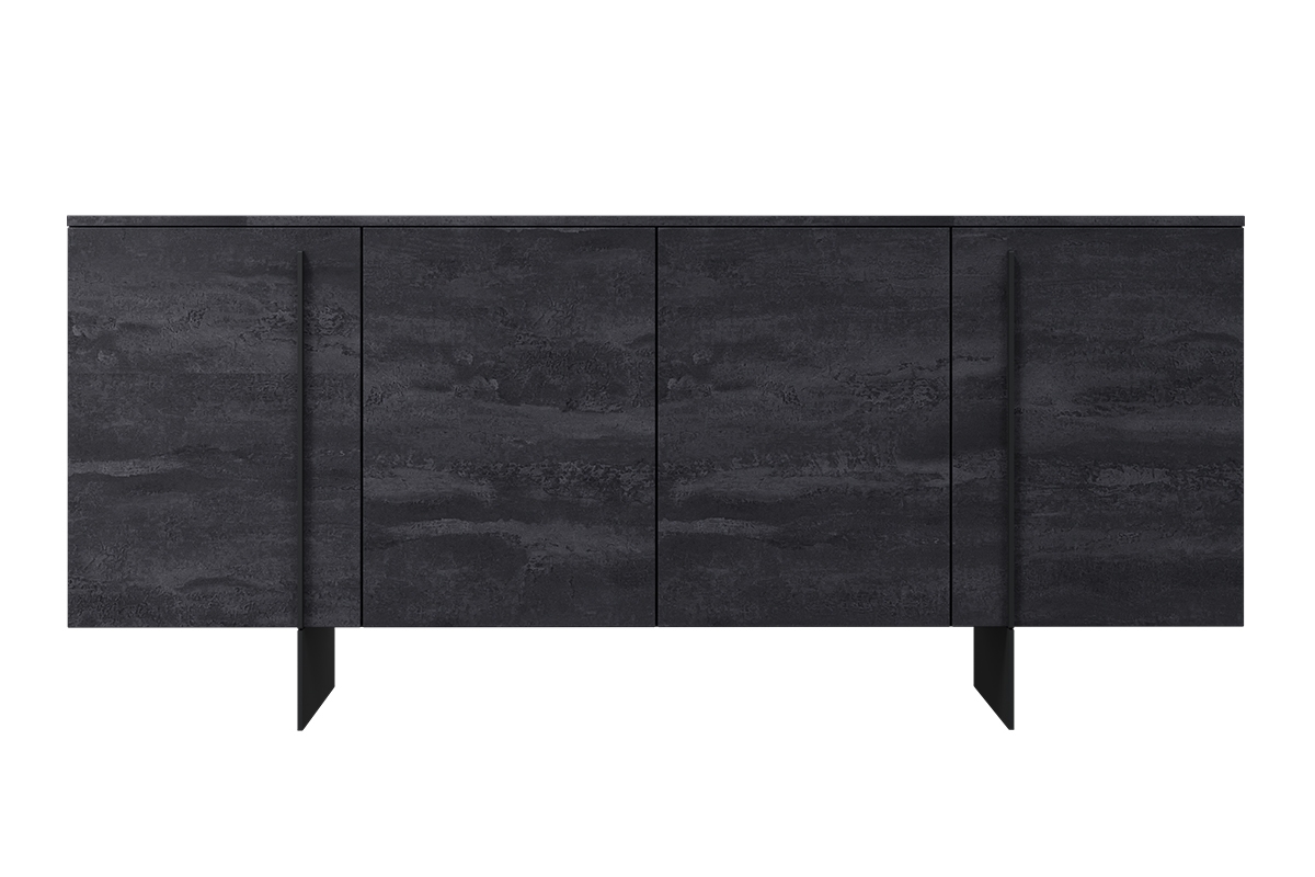 Komoda Larena 200 cm - čierny betón / čierne nožičky - Koncovka série Čierna Komoda na czarnych nogach