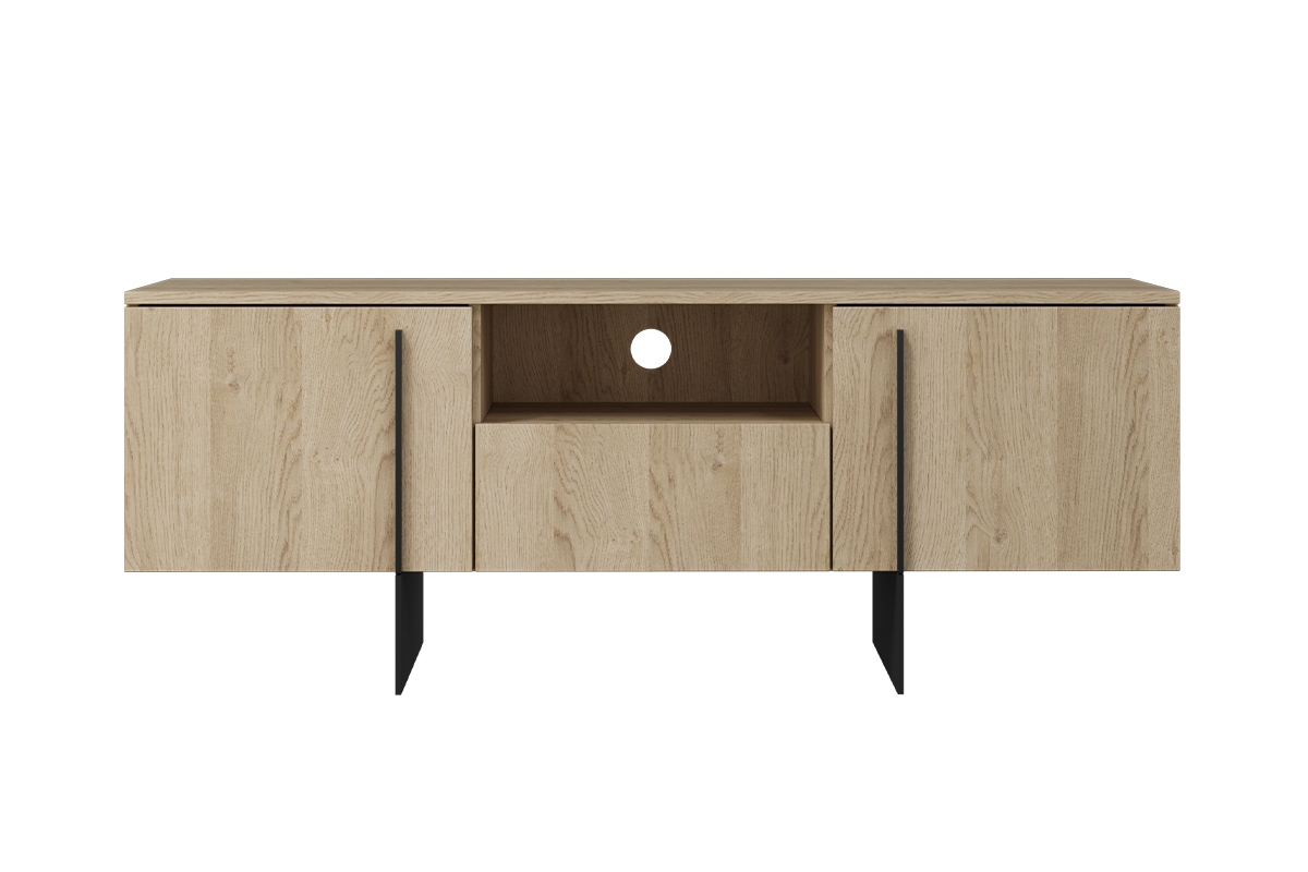 TV stolík Larena 150 cm s otvorenou policou - dub piškotový / čierne nožičky TV skrinka na nôžkach