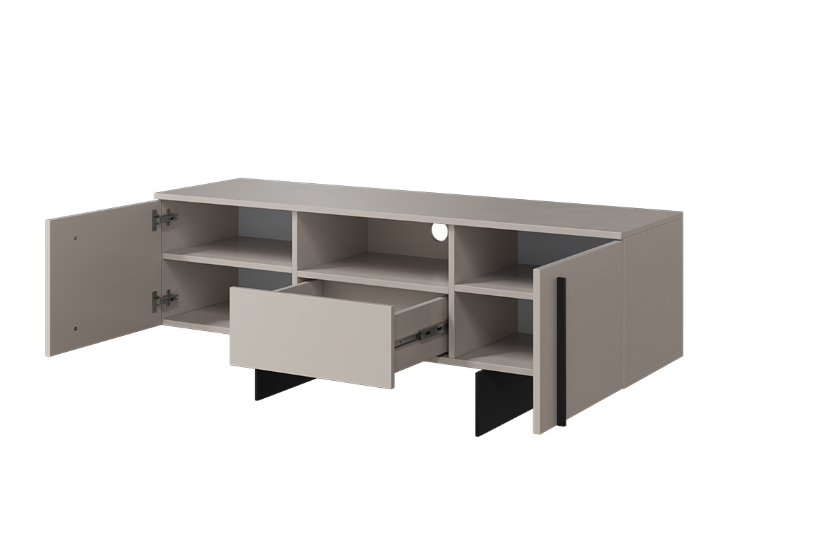 TV stolík Larena 150 cm s otvorenou policou - kašmírová / čierne nožičky Béžová TV skrinka .