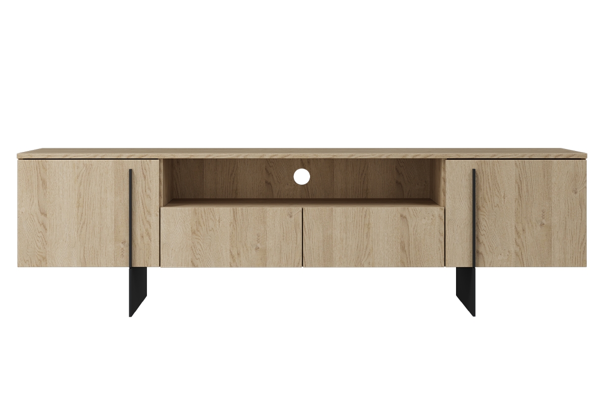 TV stolík Larena 200 cm s otvorenou policou - dub piškotový / čierne nožičky TV skrinka na czarnych nozkach