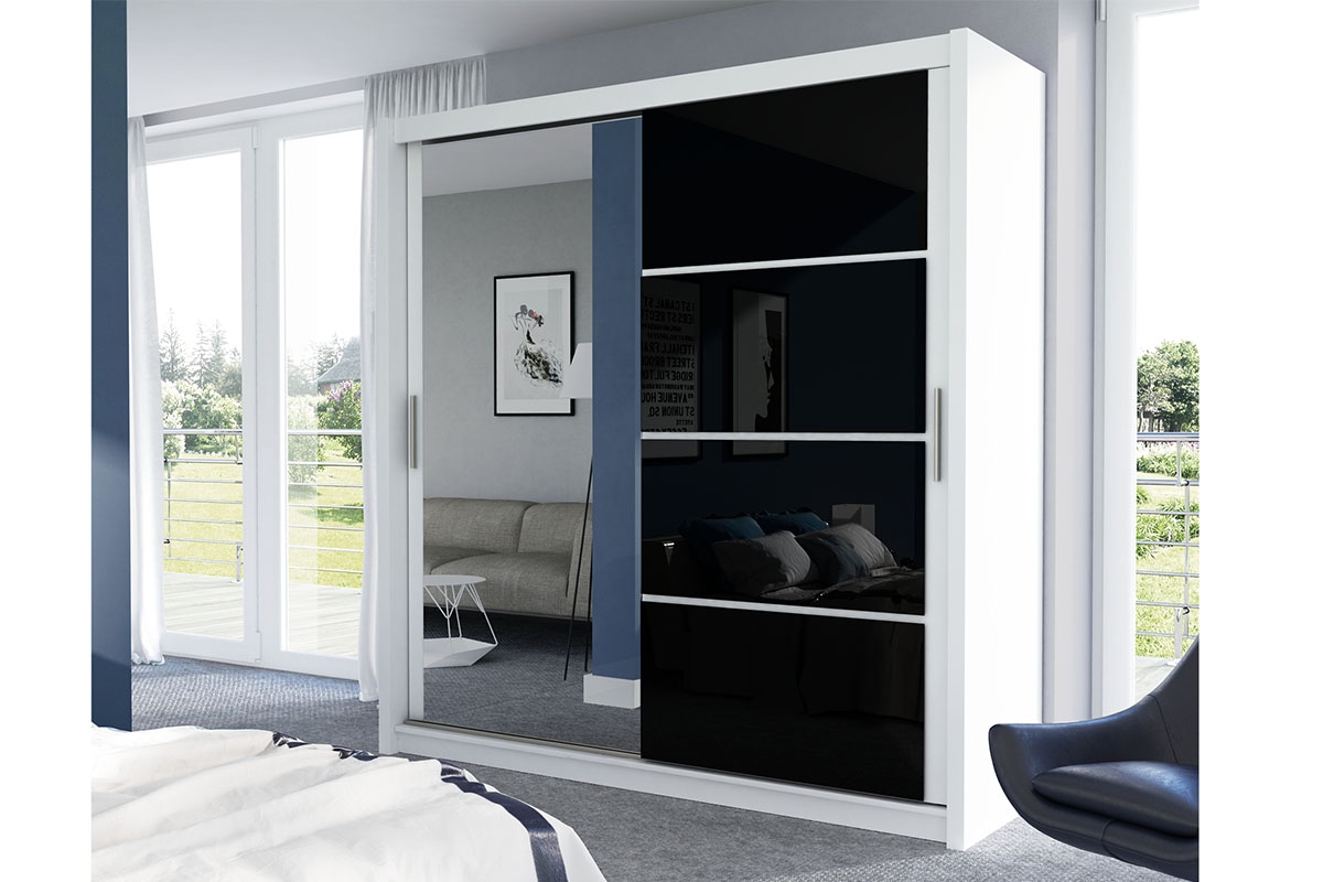 Skříň Brandon 150 cm - černý lesk skříň Brandon 150 cm czane Sklo aranzacja