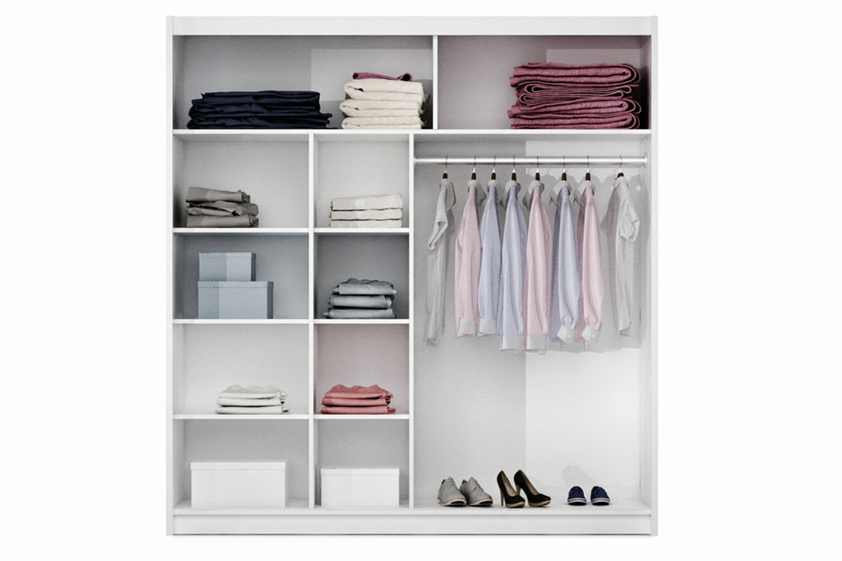 Skříň Brandon 203 cm - černý lesk skříň brandon wnetrze