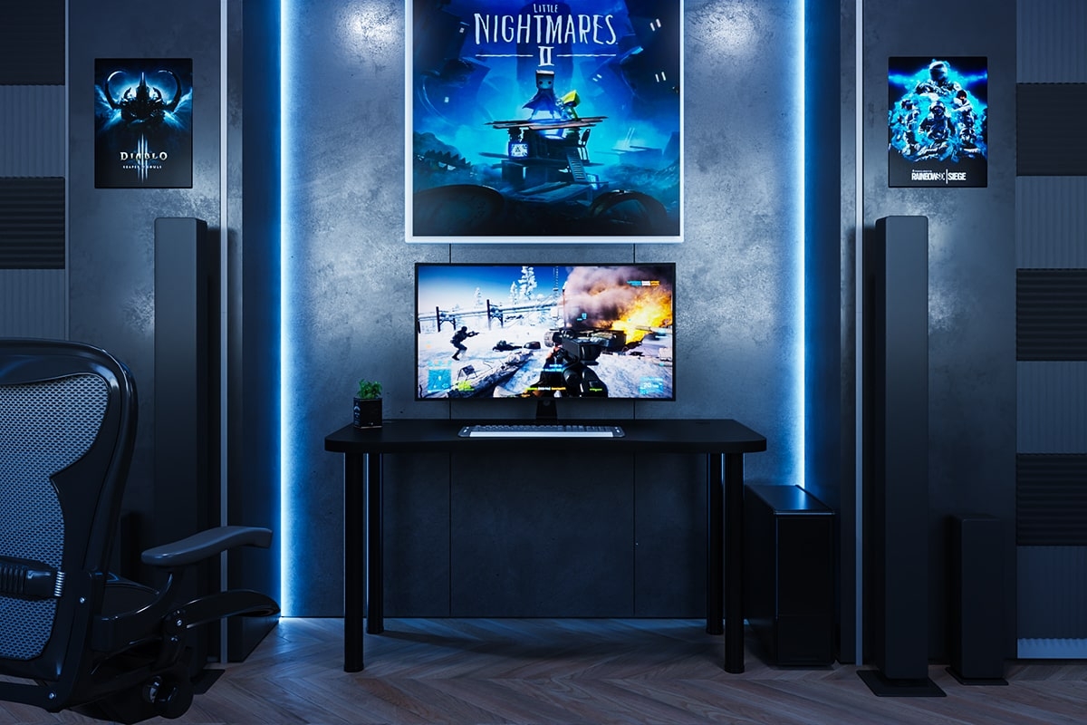 Výškově nastavitelný herní stůl Alin 120 cm - černá psací stůl gamingowe Alin 120 cm z regulacja wysokosci - Černý 