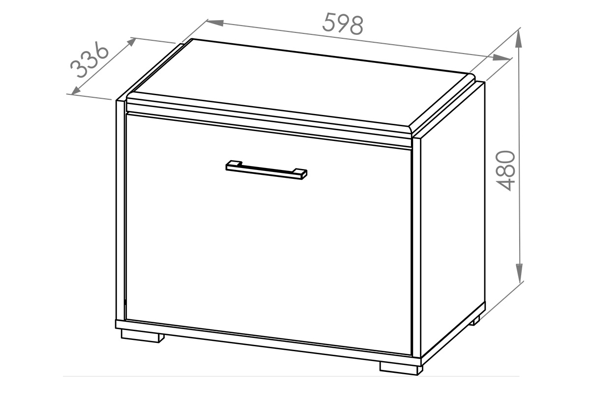 Skrinka na topánky Migoz 01 s výklopnými dvierkami a čalúneným sedákom - svetlá sonoma Skrinka na topánky z uchylnymi drzwiami i tapicerowanym siedziskiem Caro 01 - Svetlá  sonoma- Rozmery