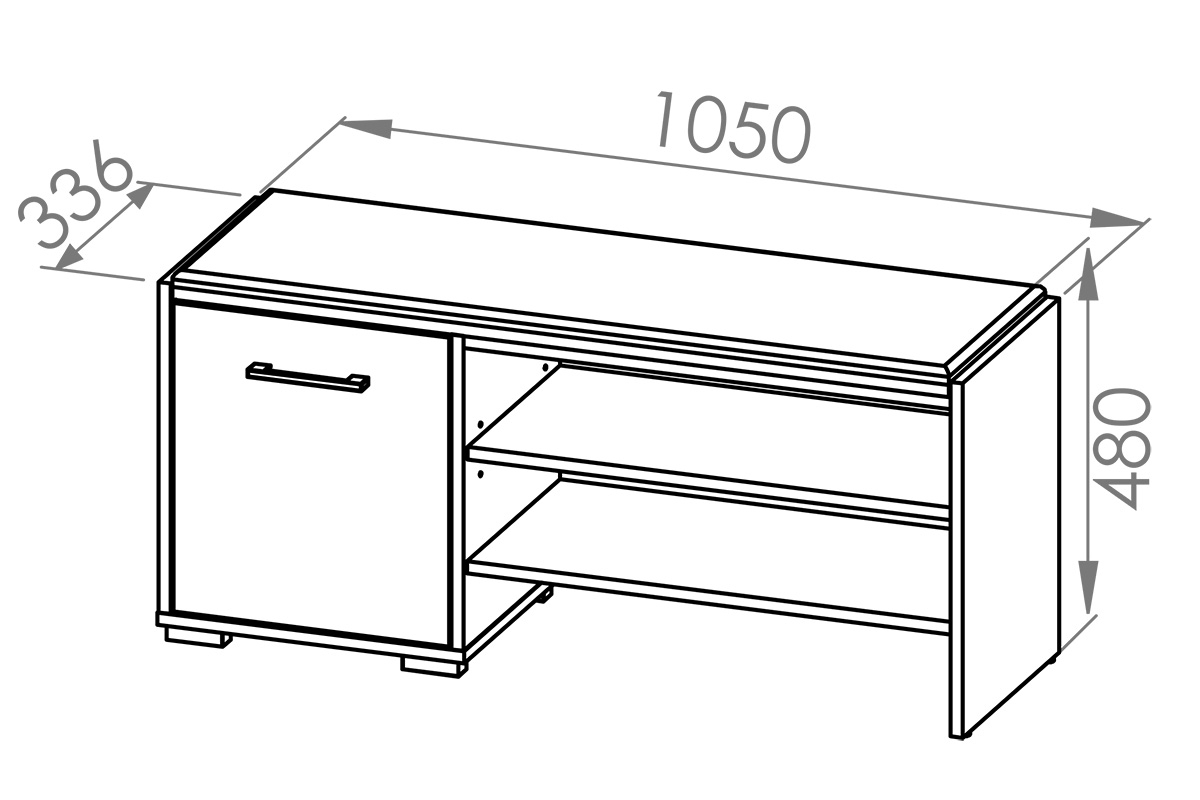 Jednodverová skrinka na topánky Migoz 07 s priehradkami a čalúneným sedákom - svetlá sonoma Skrinka na topánky jednodverová z dwiema wnekami i tapicerowanym siedziskiem Caro 07 - Svetlá  sonoma- Rozmery