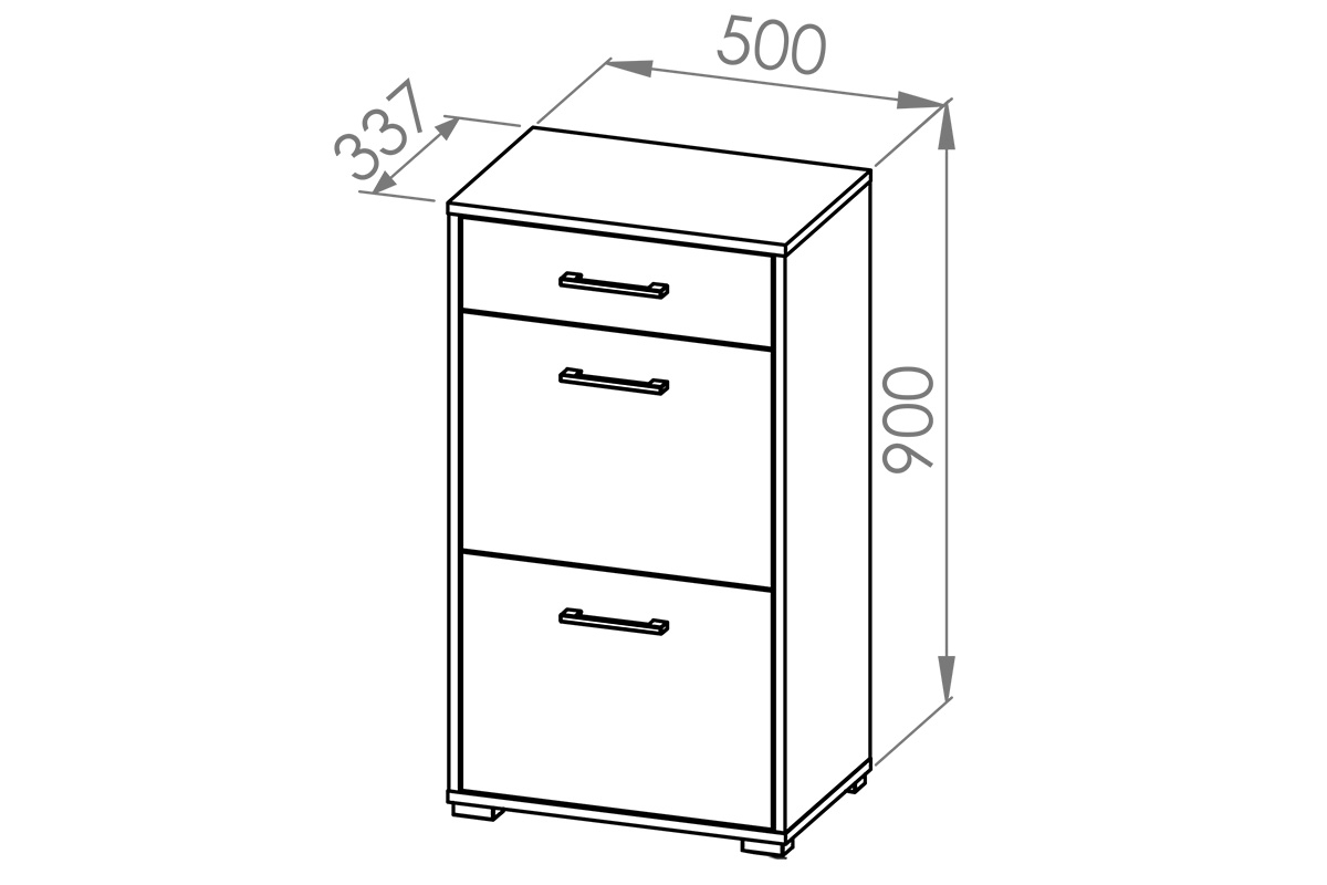 Botník Migoz 50 cm s výklopnými dvířky a zásuvkou - dub sonoma světlý Skříňka na boty z uchylnymi drzwiami i szuflada Caro 09 - Světlá sonoma- Rozměry